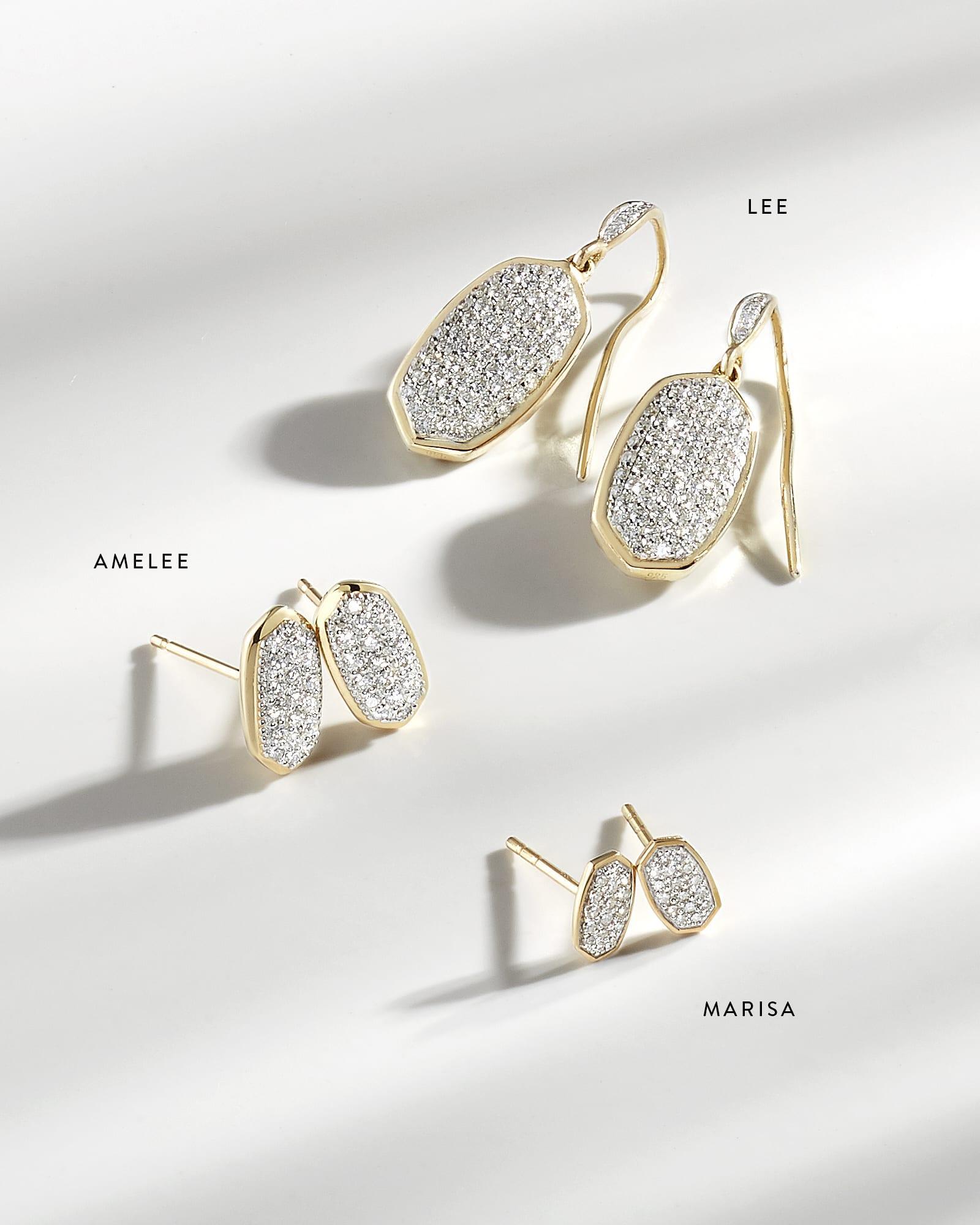 Amelee Earrings in Pave Diamond and 14k White Gold Product Image