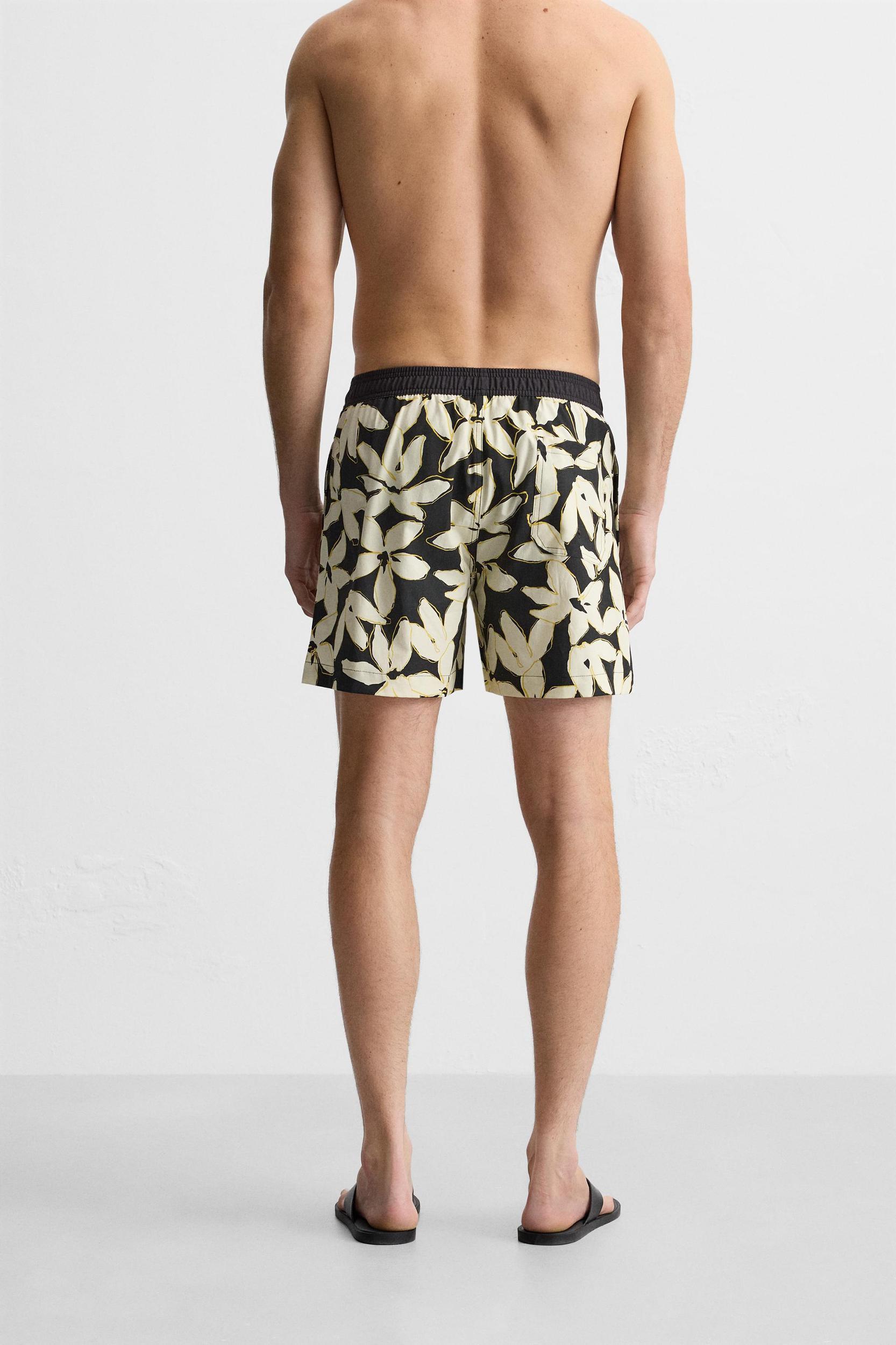 FLORAL PRINT LONG SWIMMING TRUNKS Product Image