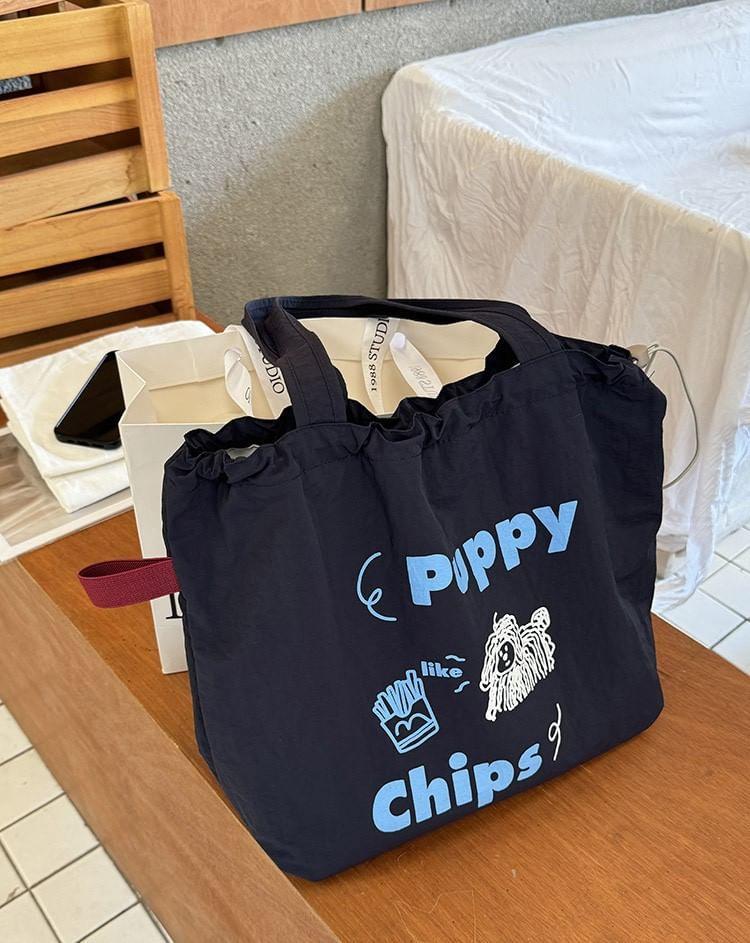 Lettering Dog Print Tote Bag Product Image