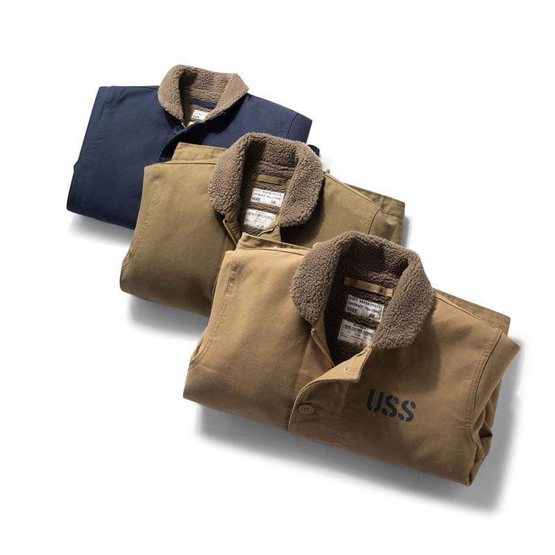 Printed-Back Fleece-Lined Hooded Jacket Product Image