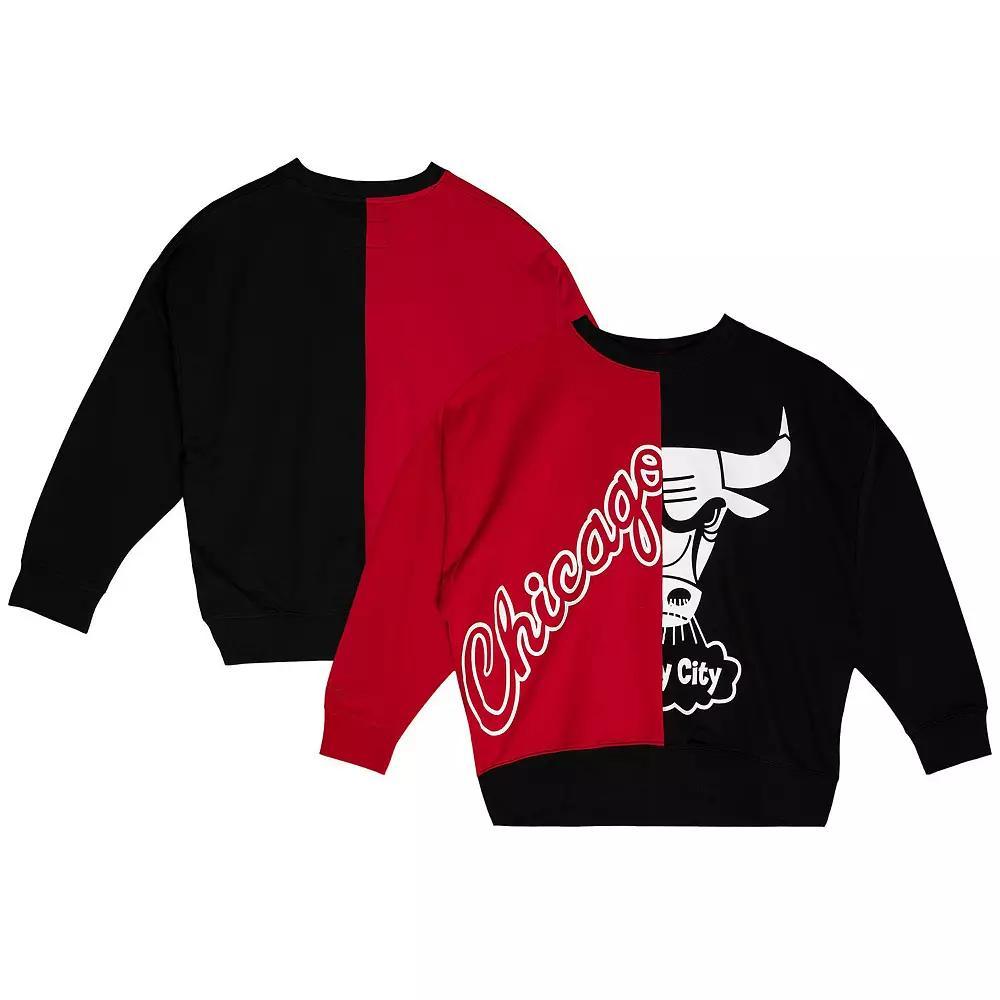 Women's Mitchell & Ness Red/Black Chicago Bulls Big Face 5.0 Pullover Sweatshirt, Size: XL Product Image