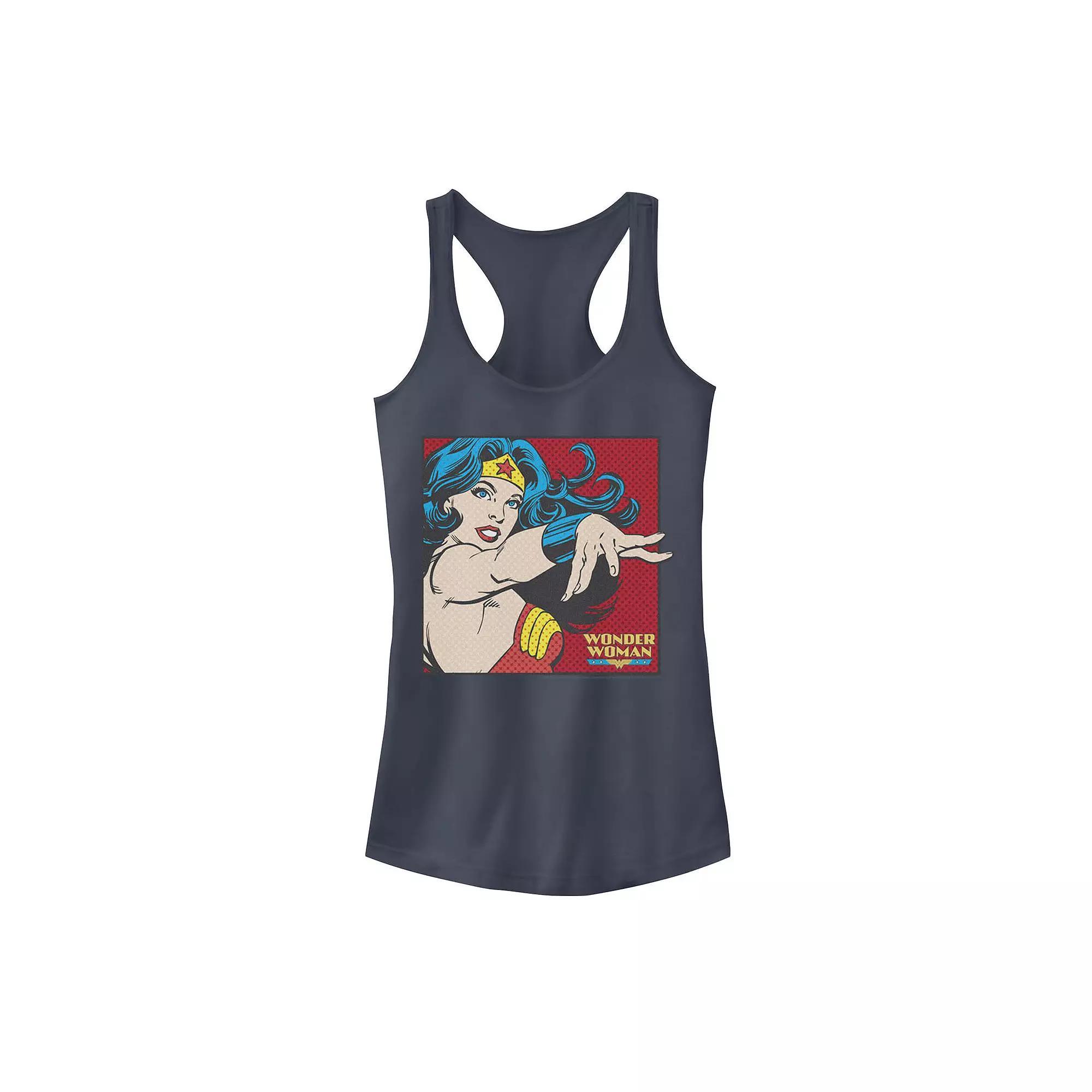 Juniors' DC Comics Wonder Woman Pop Art Portrait Tank Top, Girl's, Size: Small, Blue Product Image