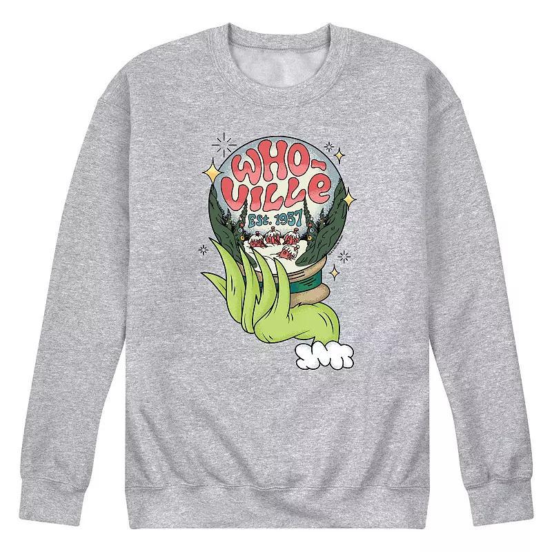 Men's Dr. Seuss The Grinch Whoville Globe Fleece Sweatshirt, Size: Large, Grey Gray Product Image