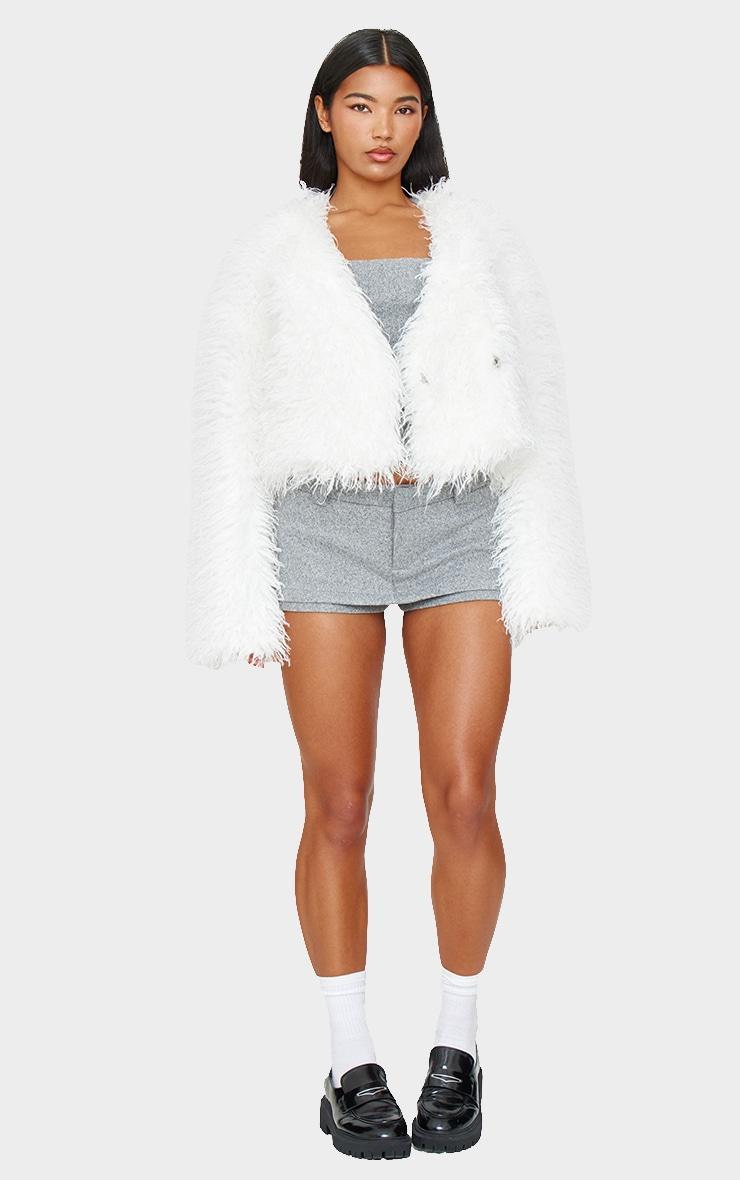  Cream Faux Fur Cropped Coat Product Image