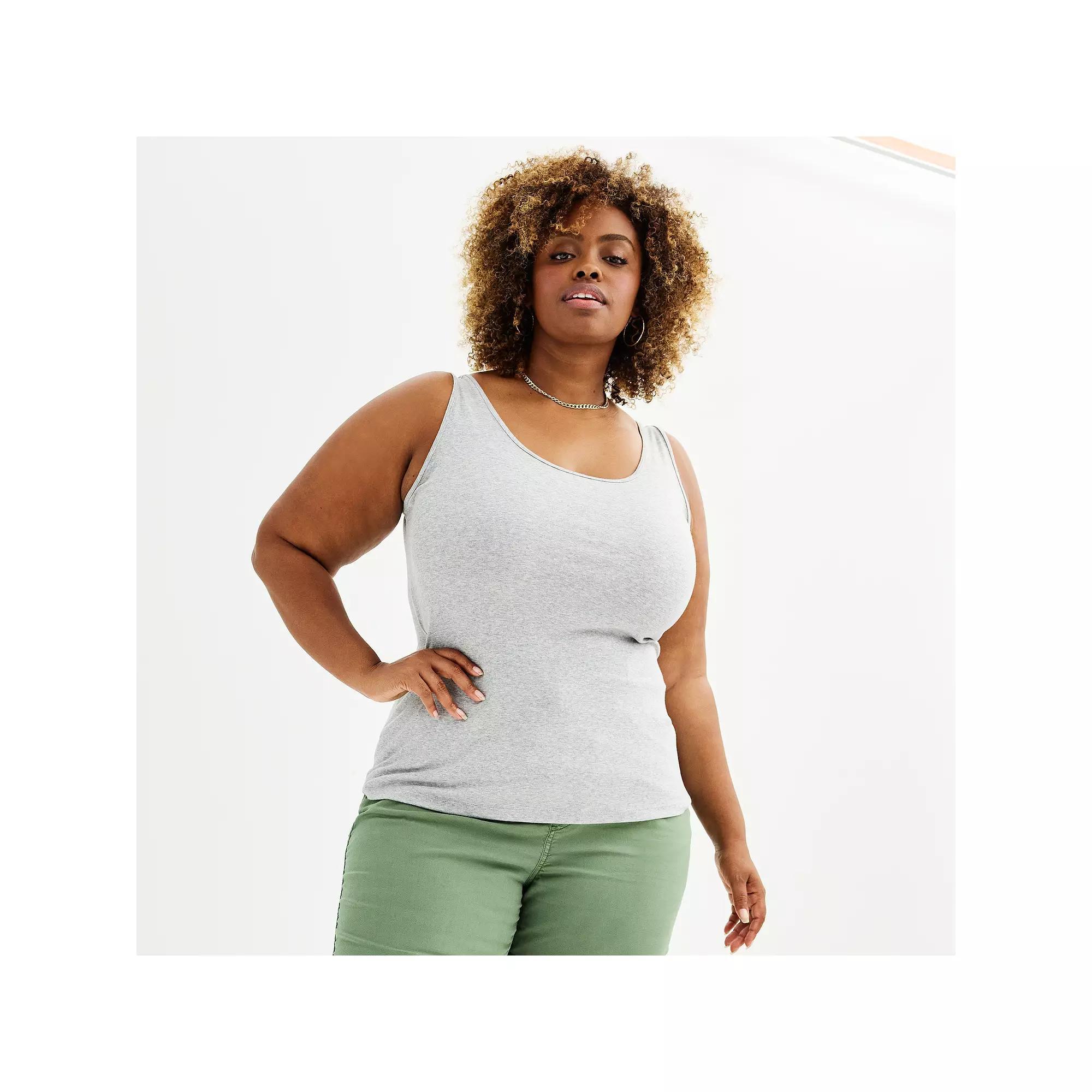 Plus Size Sonoma Goods For Life Everyday Layering Tank, Womens Medium Gray Grey Product Image
