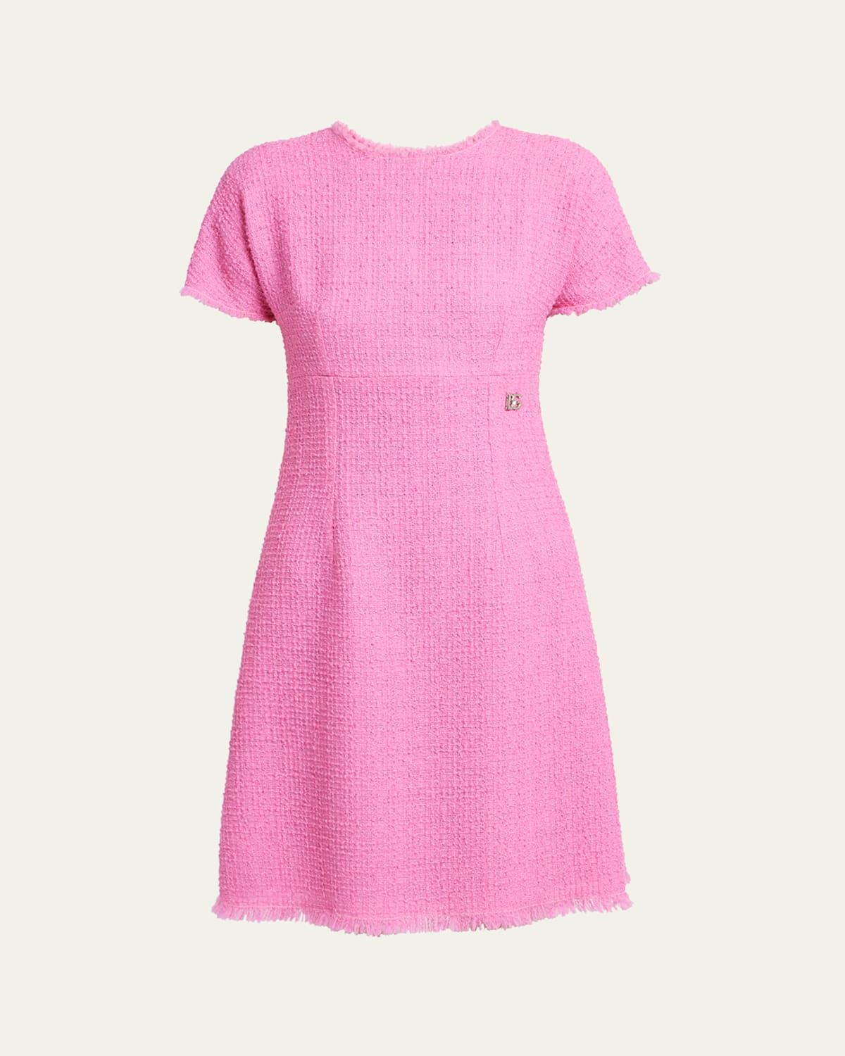 Tweed Short Dress with Logo Emblem Product Image