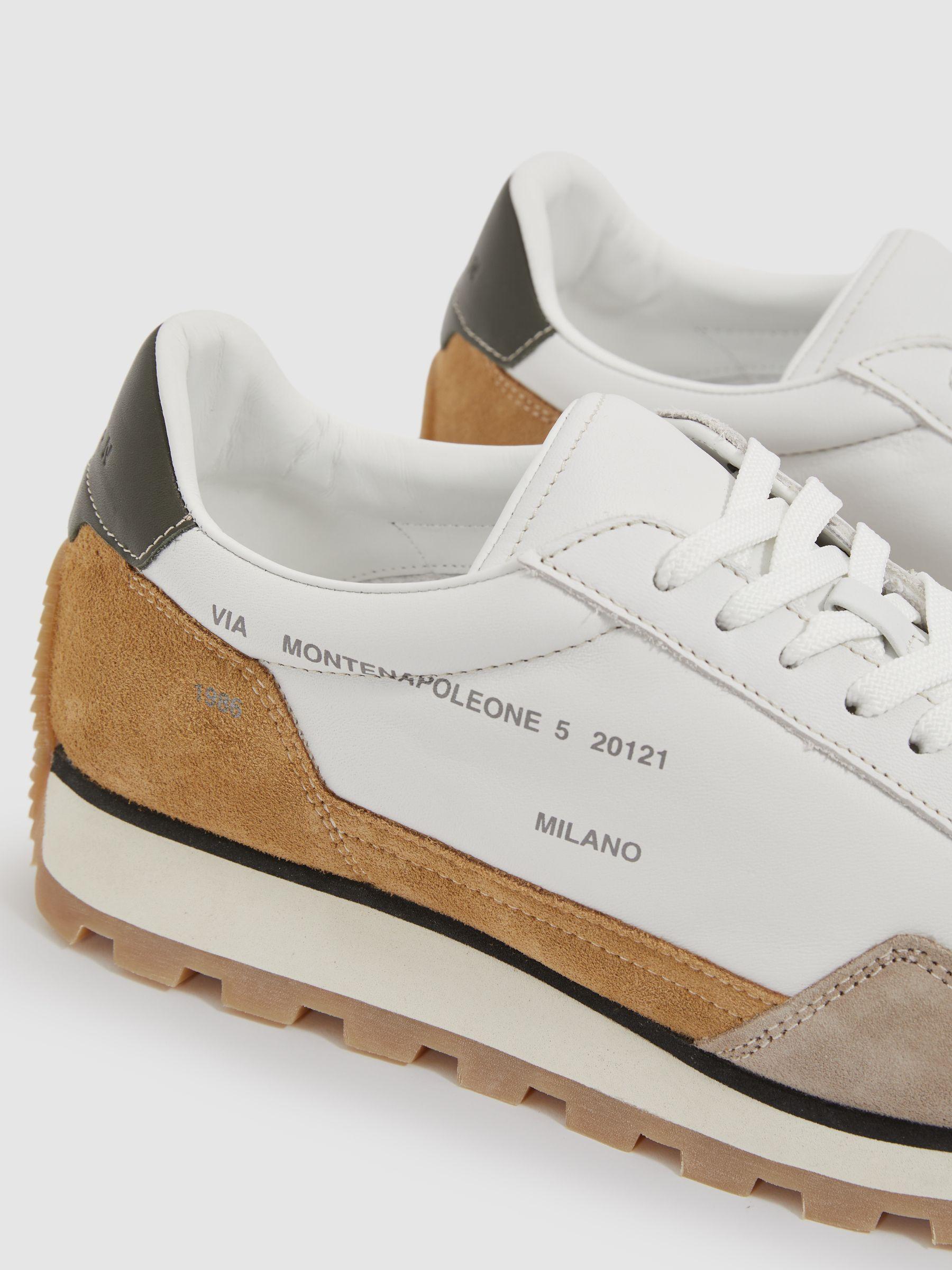 Hogan Suede And Leather Panelled Trainers in White Multi Product Image