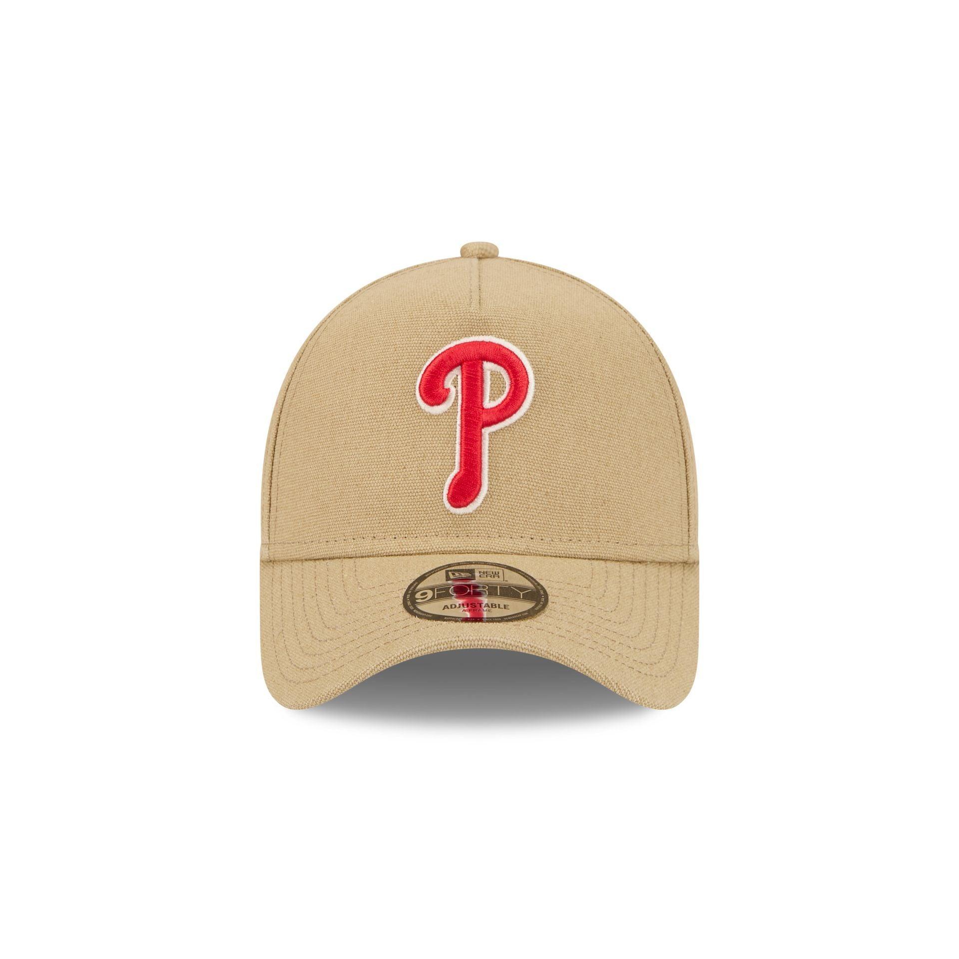 Philadelphia Phillies Logo Essentials Khaki 9FORTY A-Frame Snapback Hat Male Product Image