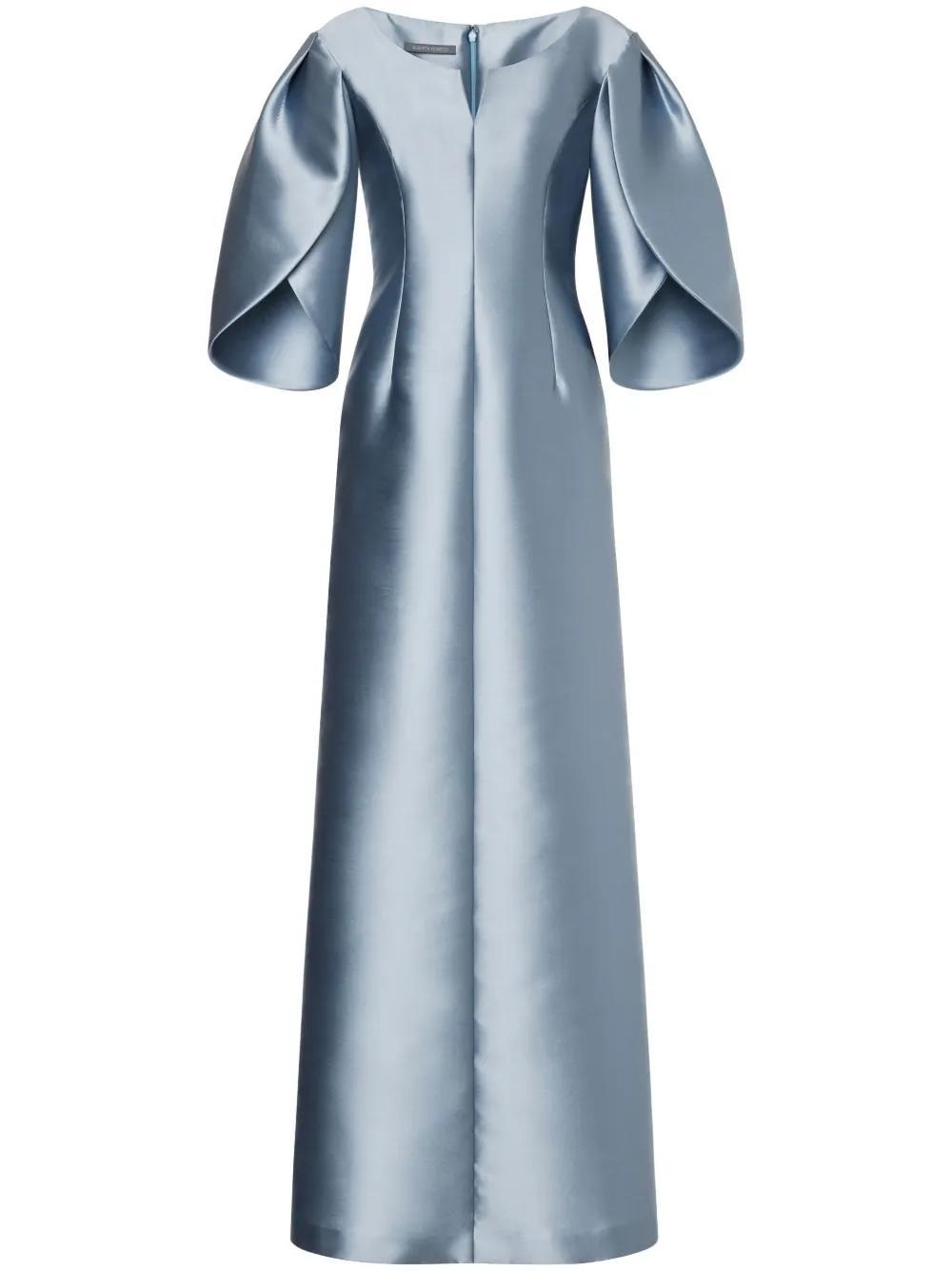 ALBERTA FERRETTI Balloon-sleeve Satin Gown In Grey Product Image