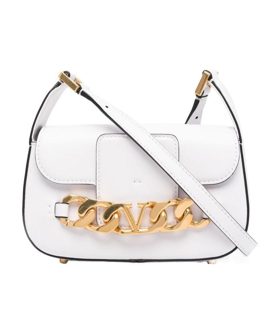 VALENTINO GARAVANI Vlogo Leather Crossbody Bag In White Product Image