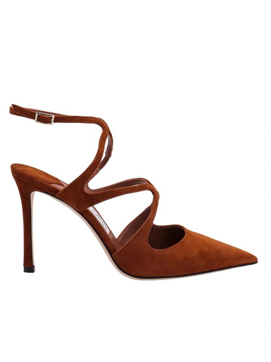 JIMMY CHOO Azia 95 Suede Sandals In Brown Product Image