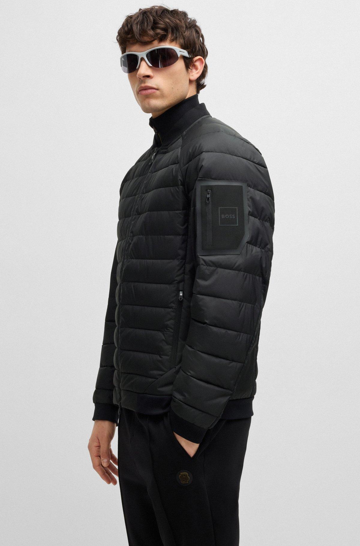 Water-repellent jacket with branded sleeve pocket Product Image