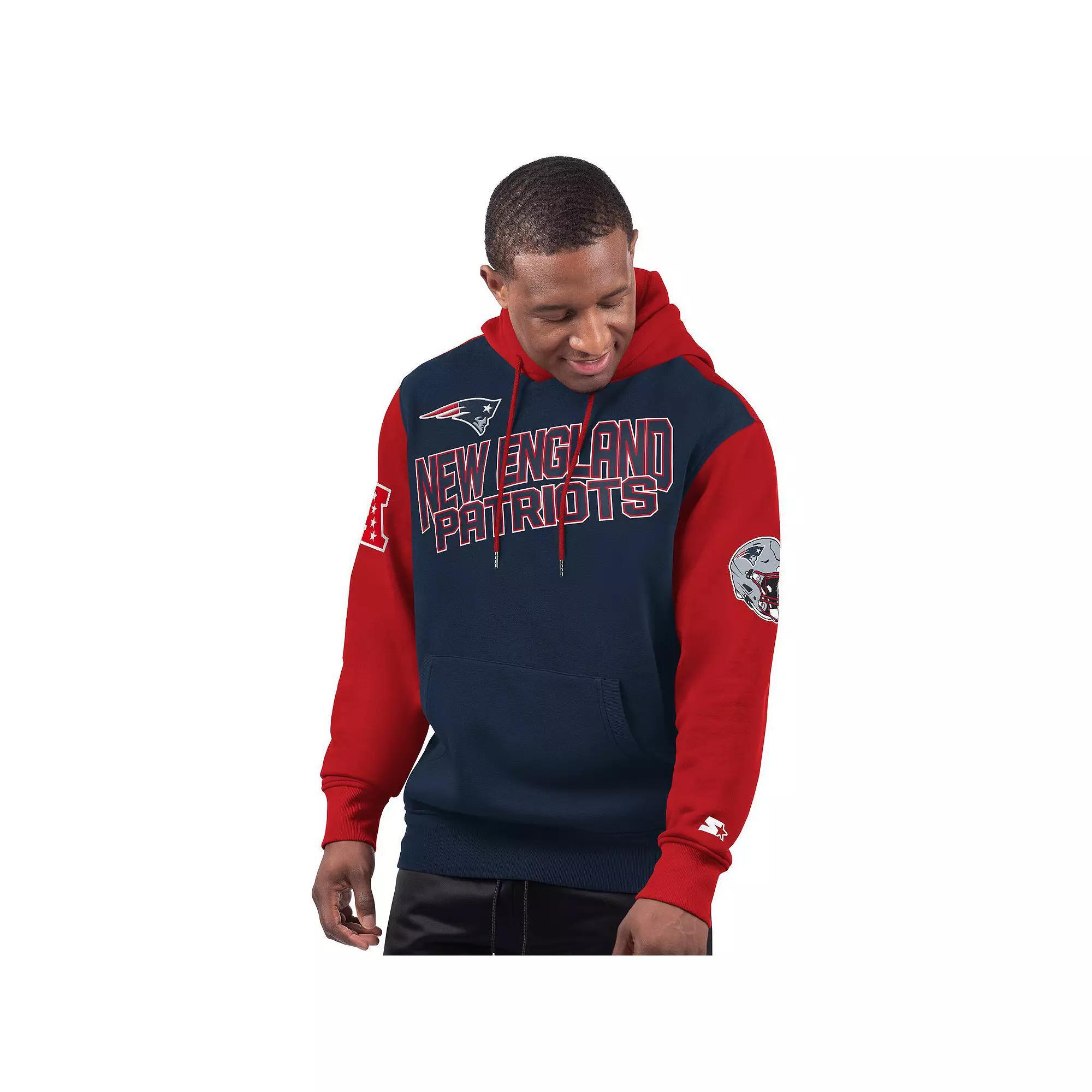 Men's Starter Navy New England Patriots Extreme Pullover Hoodie, Size: 4XL, Blue Product Image