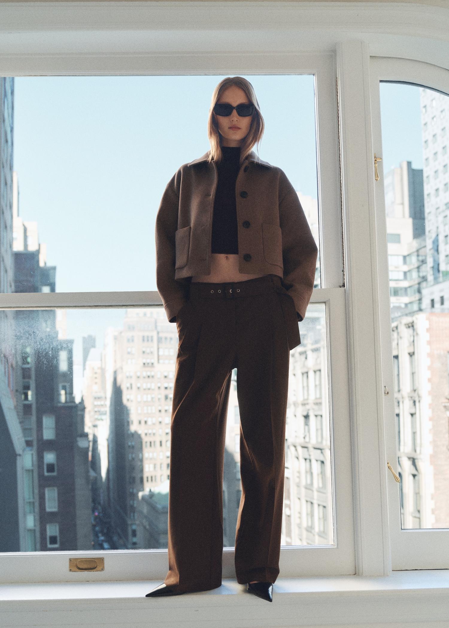 Wool jacket with pockets - Women | MANGO USA Product Image