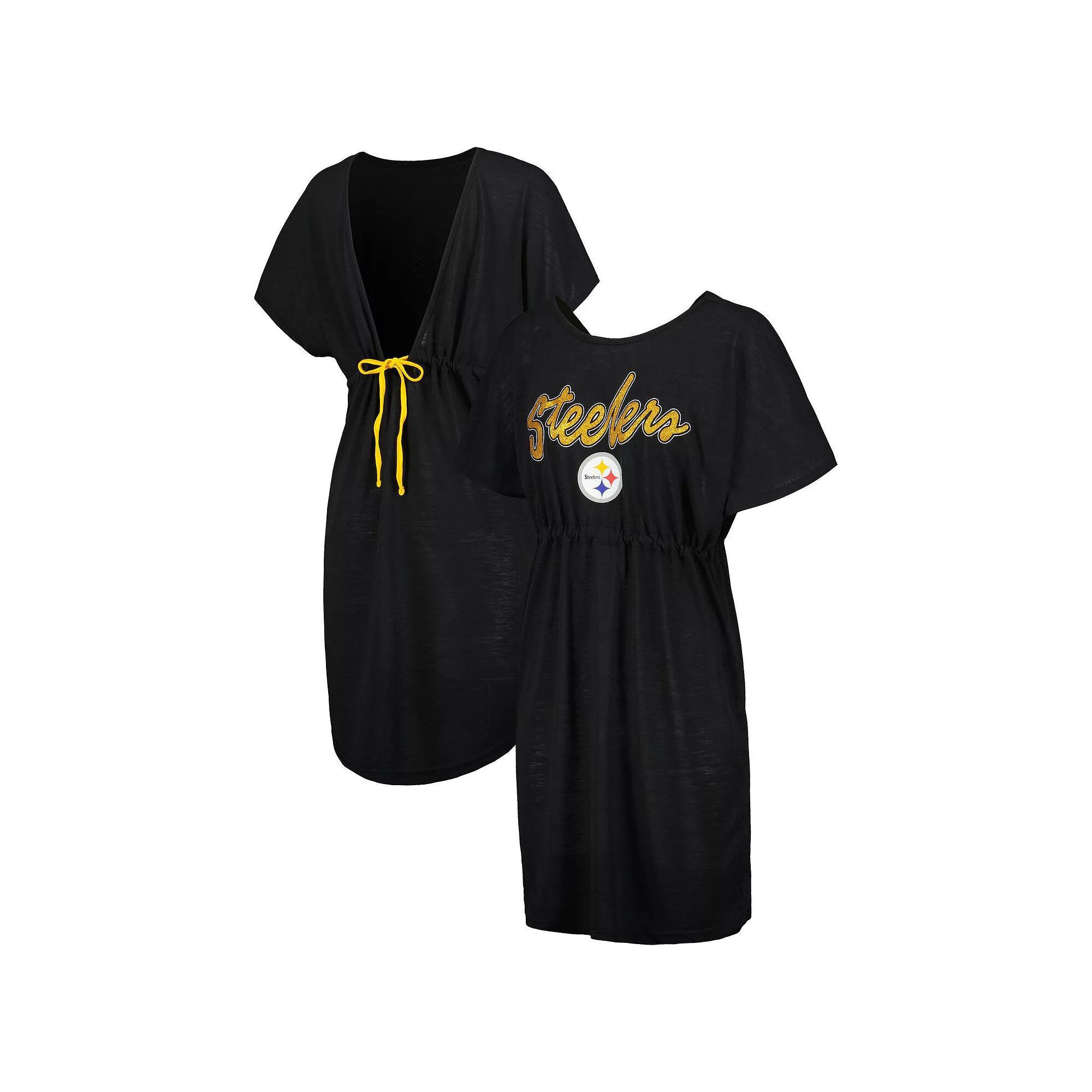 Women's G-III 4Her by Carl Banks Black Pittsburgh Steelers Versus Swim Cover-Up, Size: XS Product Image