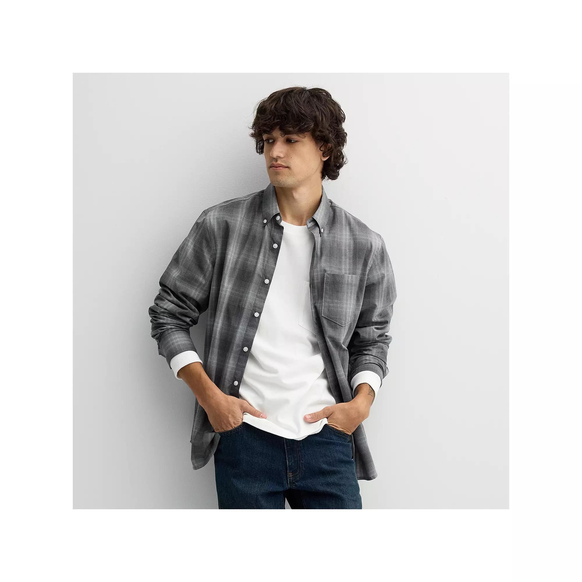 Men's Sonoma Goods For Life® Long Sleeve Perfect Length Button-Down Shirt, Size: Medium, Grey Grey Heather Product Image