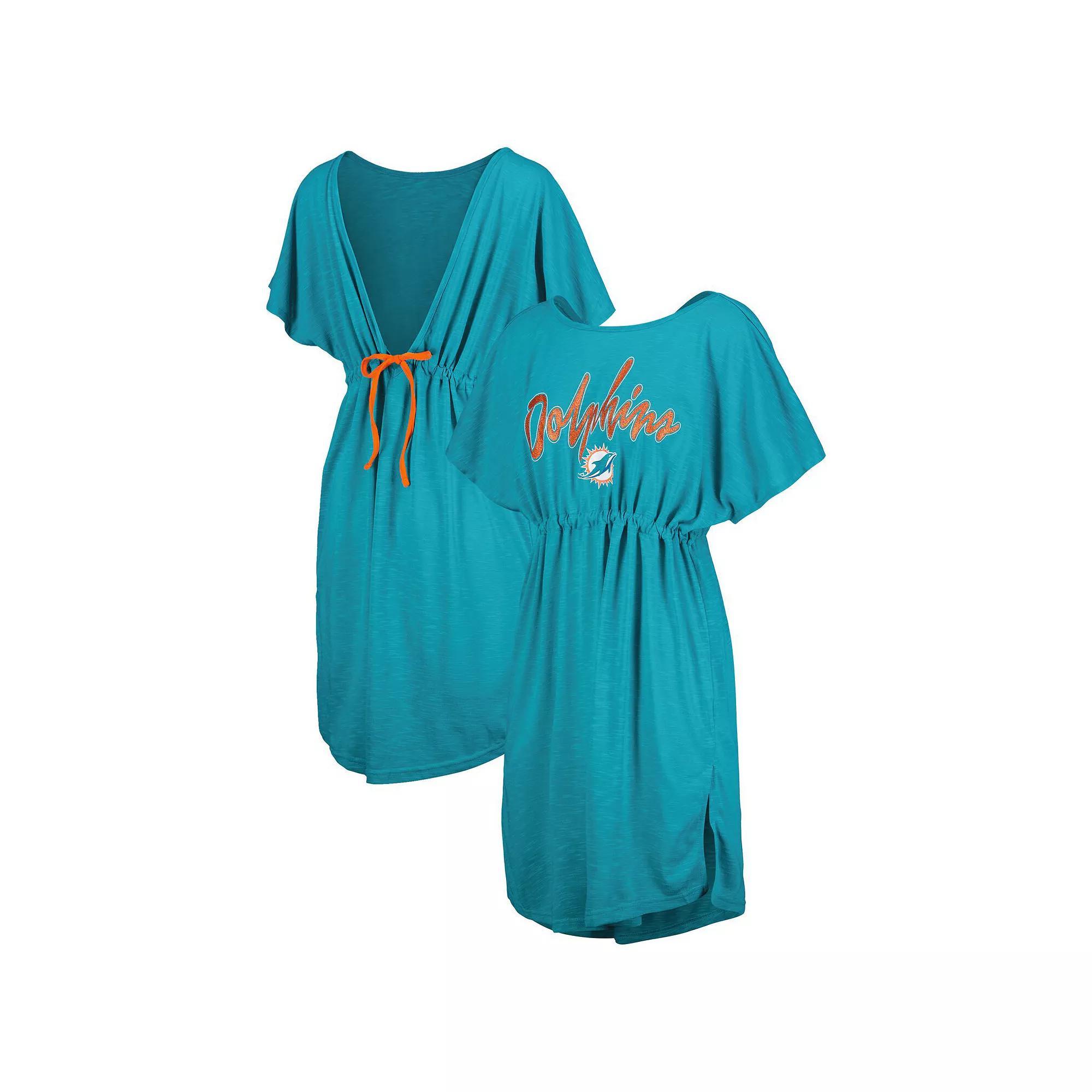 Women's G-III 4Her by Carl Banks Aqua Miami Dolphins Versus Swim Cover-Up,  Product Image
