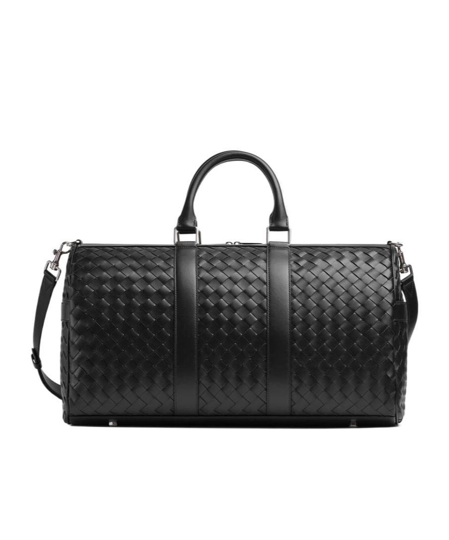 BOTTEGA VENETA Medium Woven Travel Bag In Black Product Image