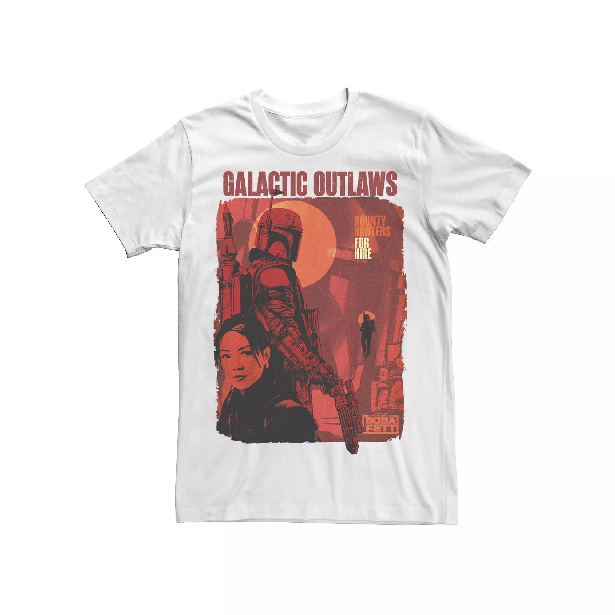 Men's Star Wars The Book Of Boba Fett Galactic Outlaws Red Hue Poster Tee, Size: Medium, White Product Image