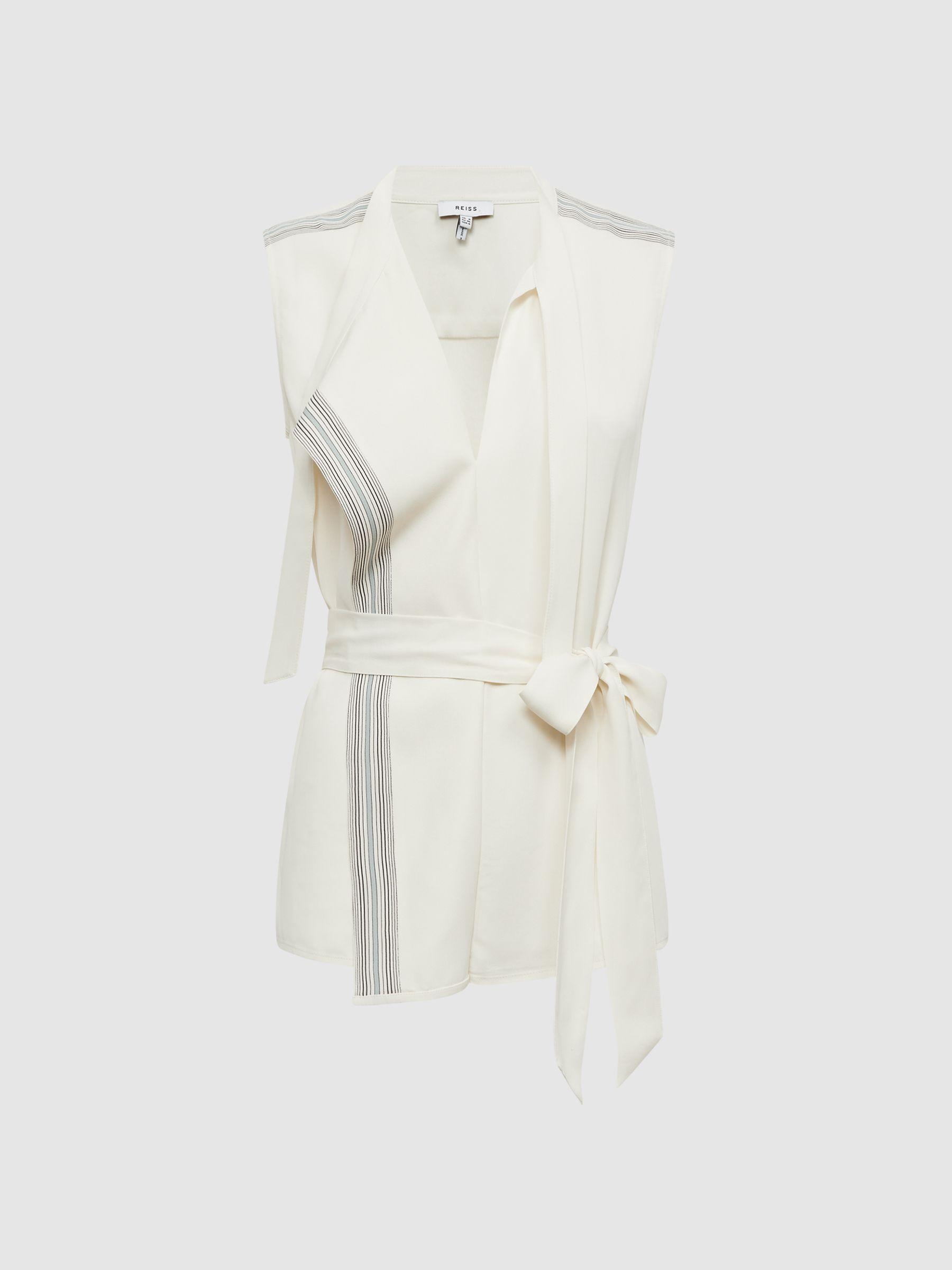 Striped Sleeveless Shell Top in Ivory Product Image