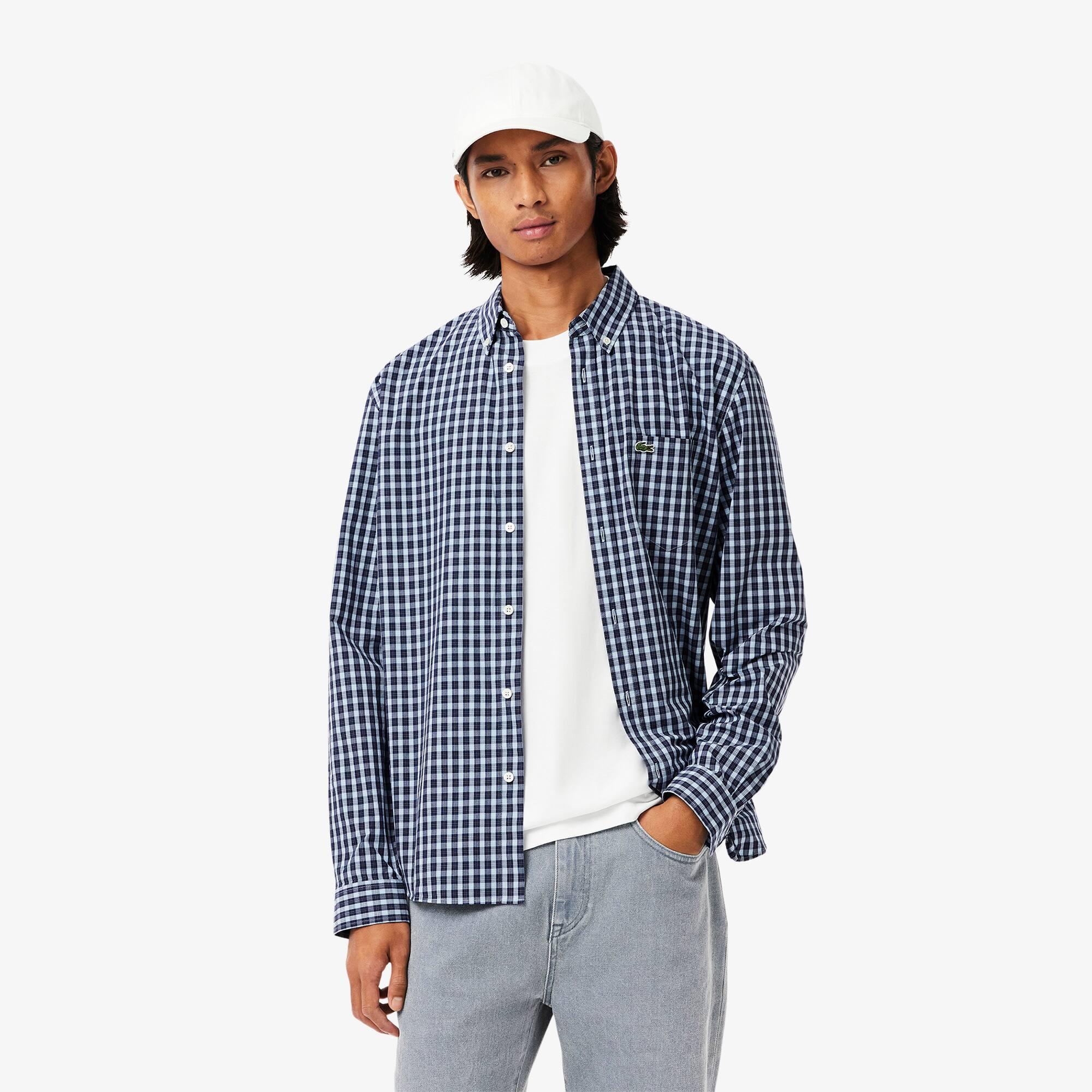 Regular Fit Plaid Poplin Shirt Product Image