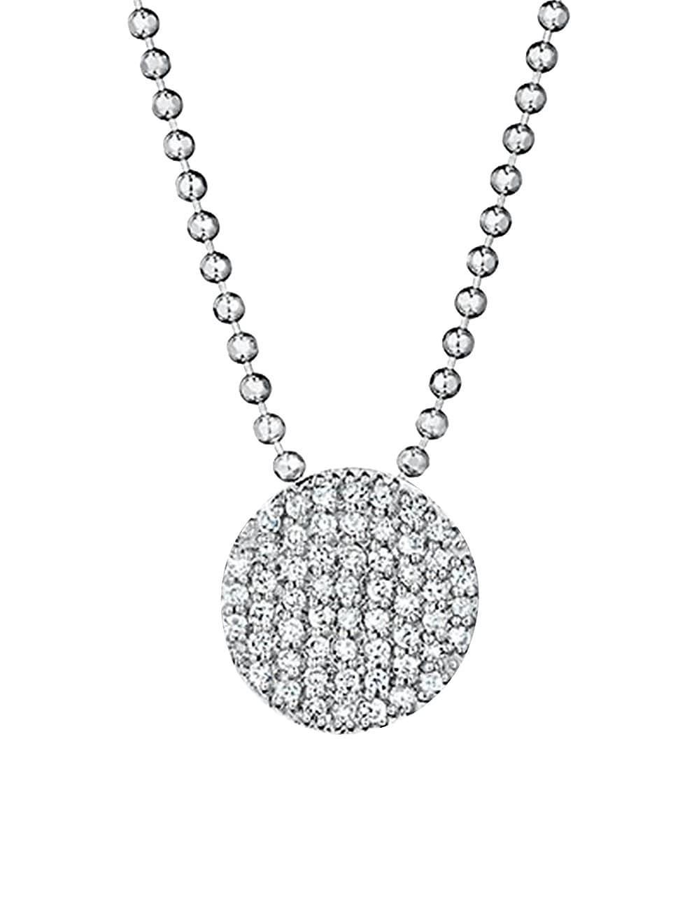 Phillips House 14K White Gold Affair Diamond Pave Mini Disc Chain Pendant Necklace, 16-18 Product Image