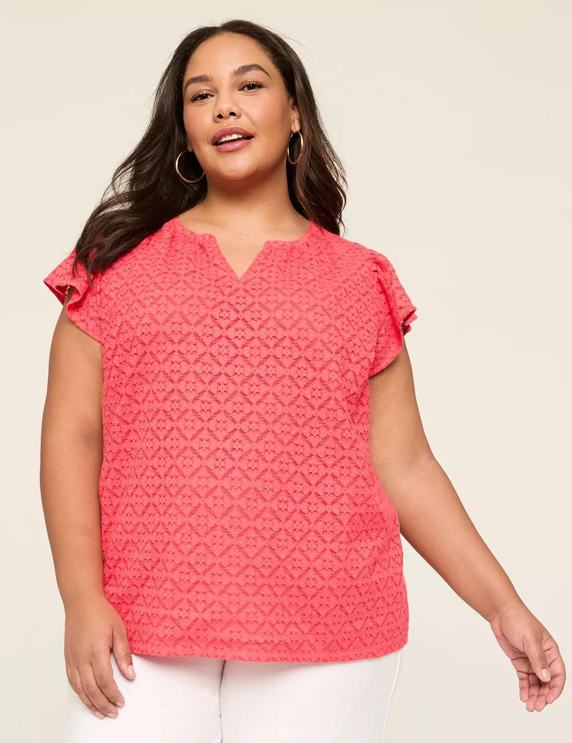 Swing Eyelet Notch-Neck Top Product Image