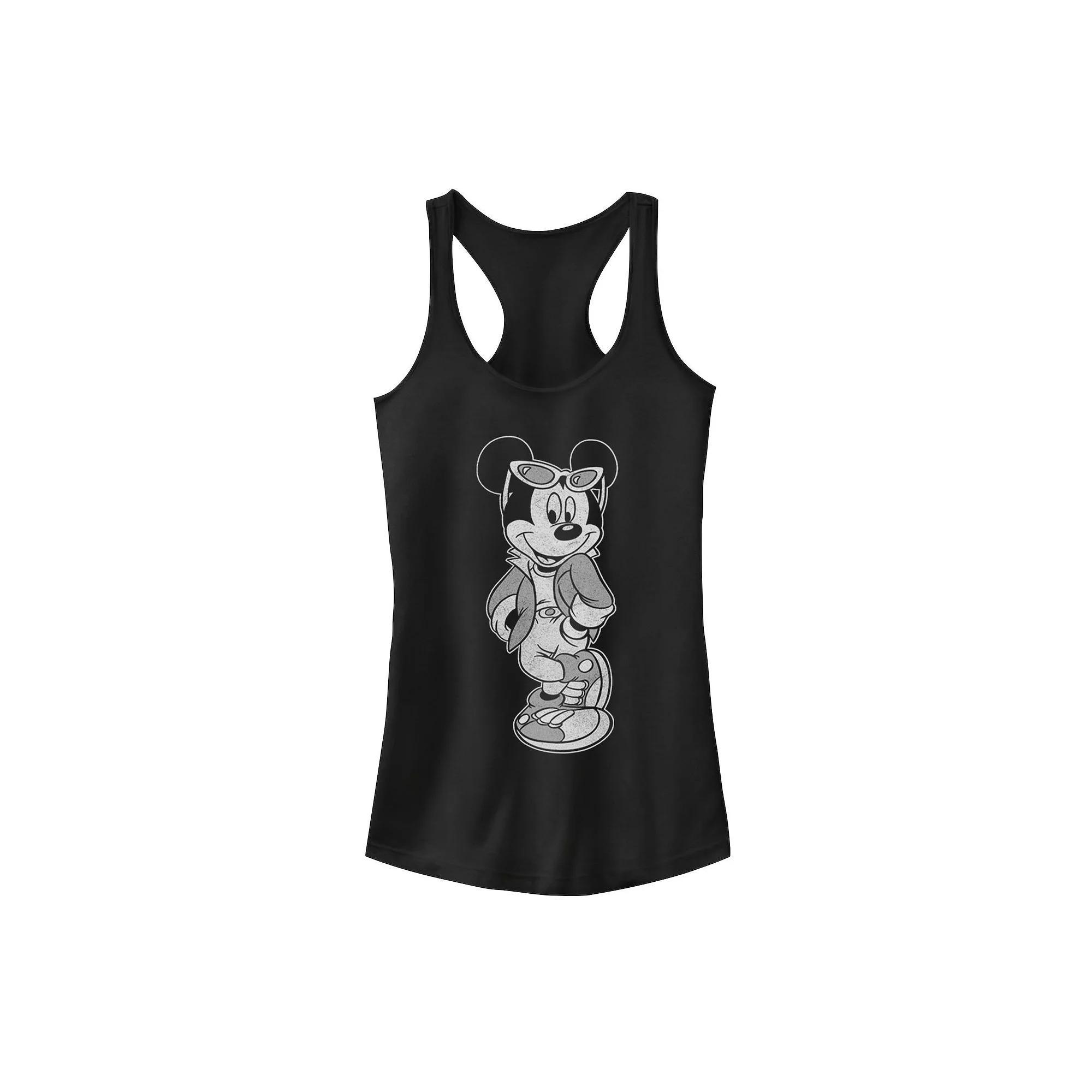 Disney's Mickey & Friends Mickey Cool Portrait Juniors' Racerback Graphic Tank Top, Girl's, Size: Medium, Black Product Image