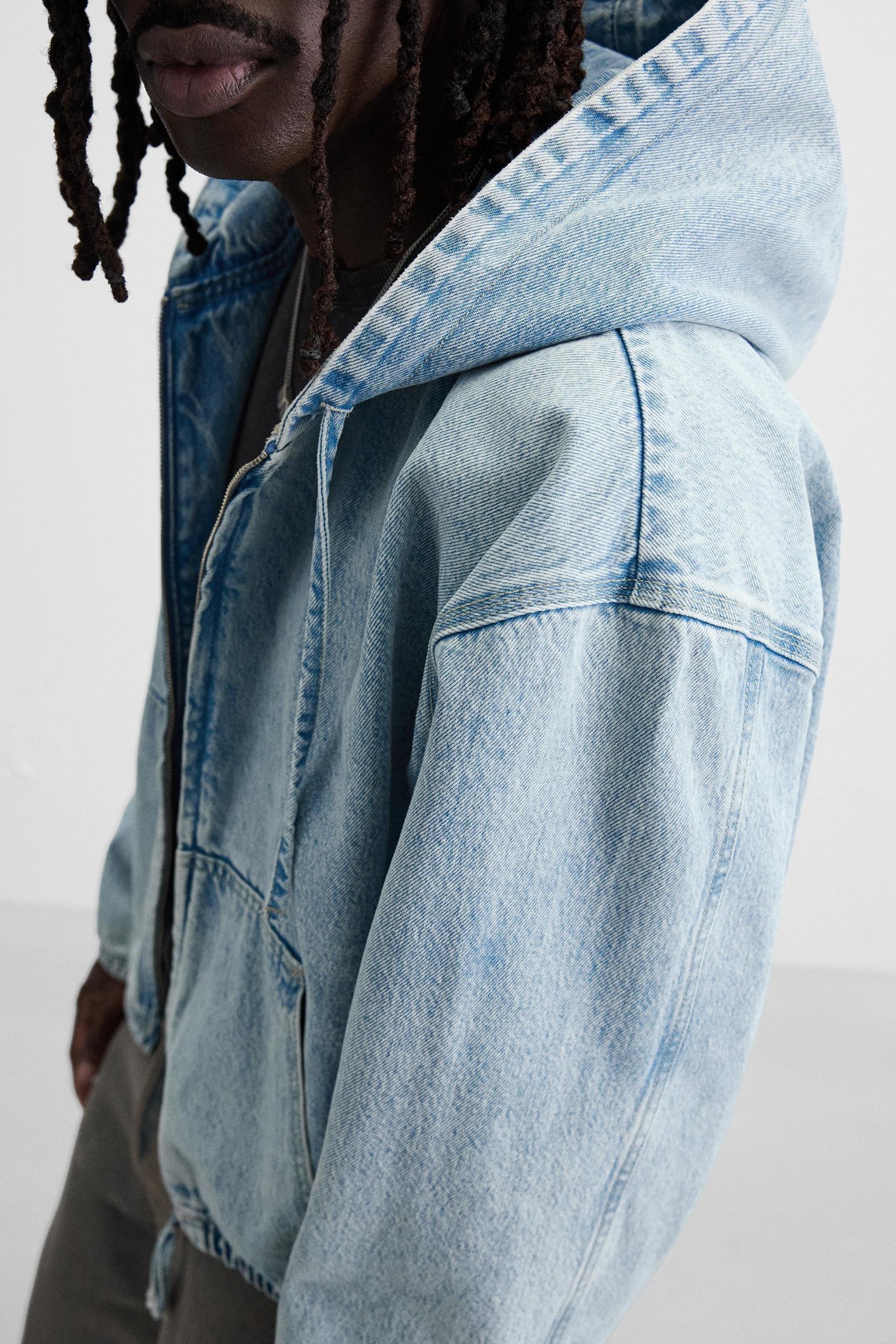 HOODED DENIM JACKET Product Image