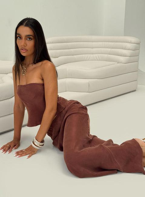 Lucelia Maxi Skirt Brown Product Image