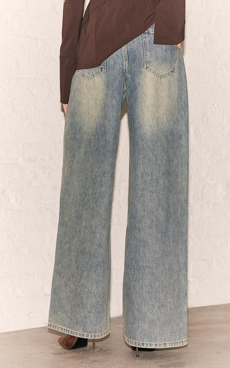 Vintage Raw Waist Mid Rise Wide Leg Jeans Product Image