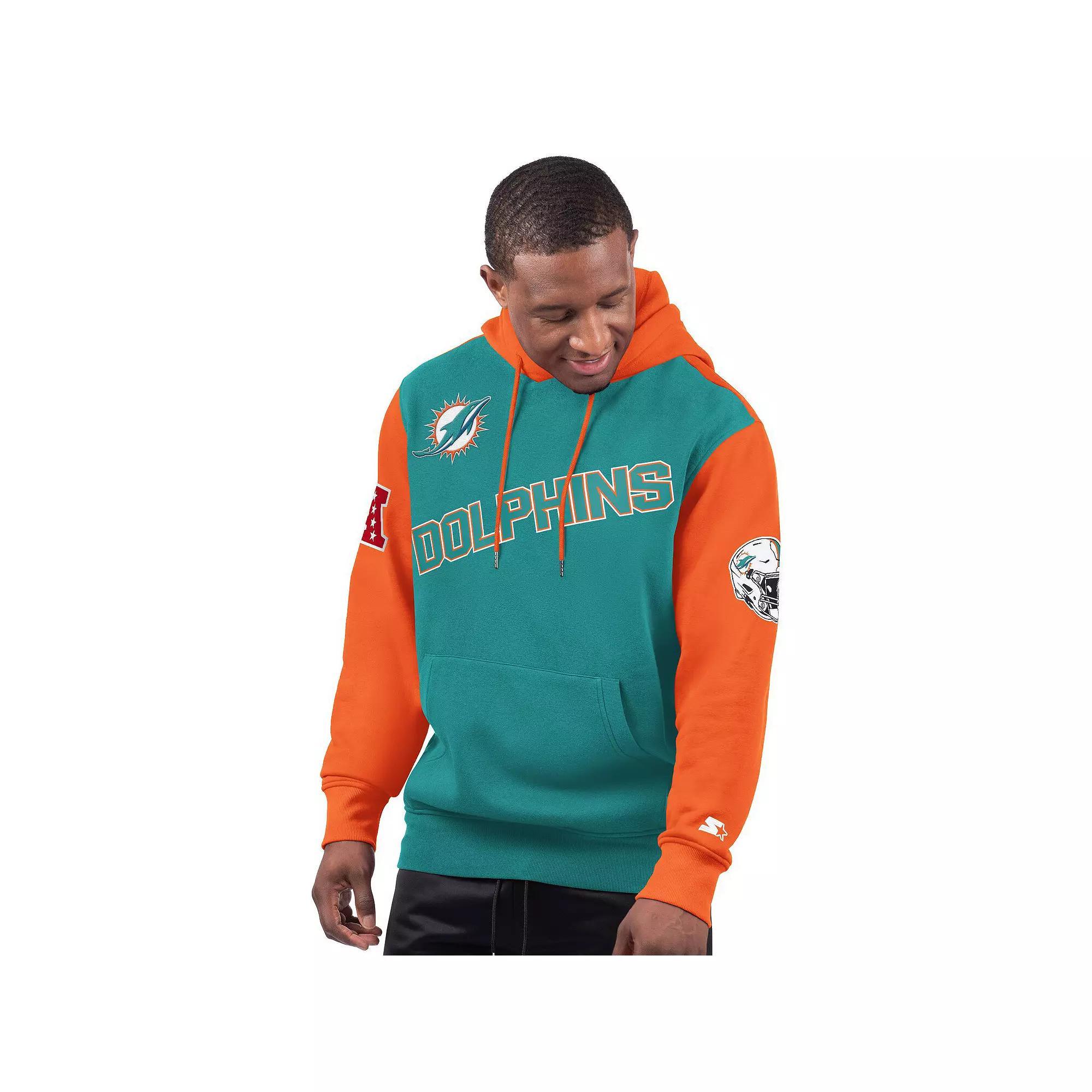 Men's Starter Aqua Miami Dolphins Extreme Pullover Hoodie, Size: 5XL, Turquoise A Product Image