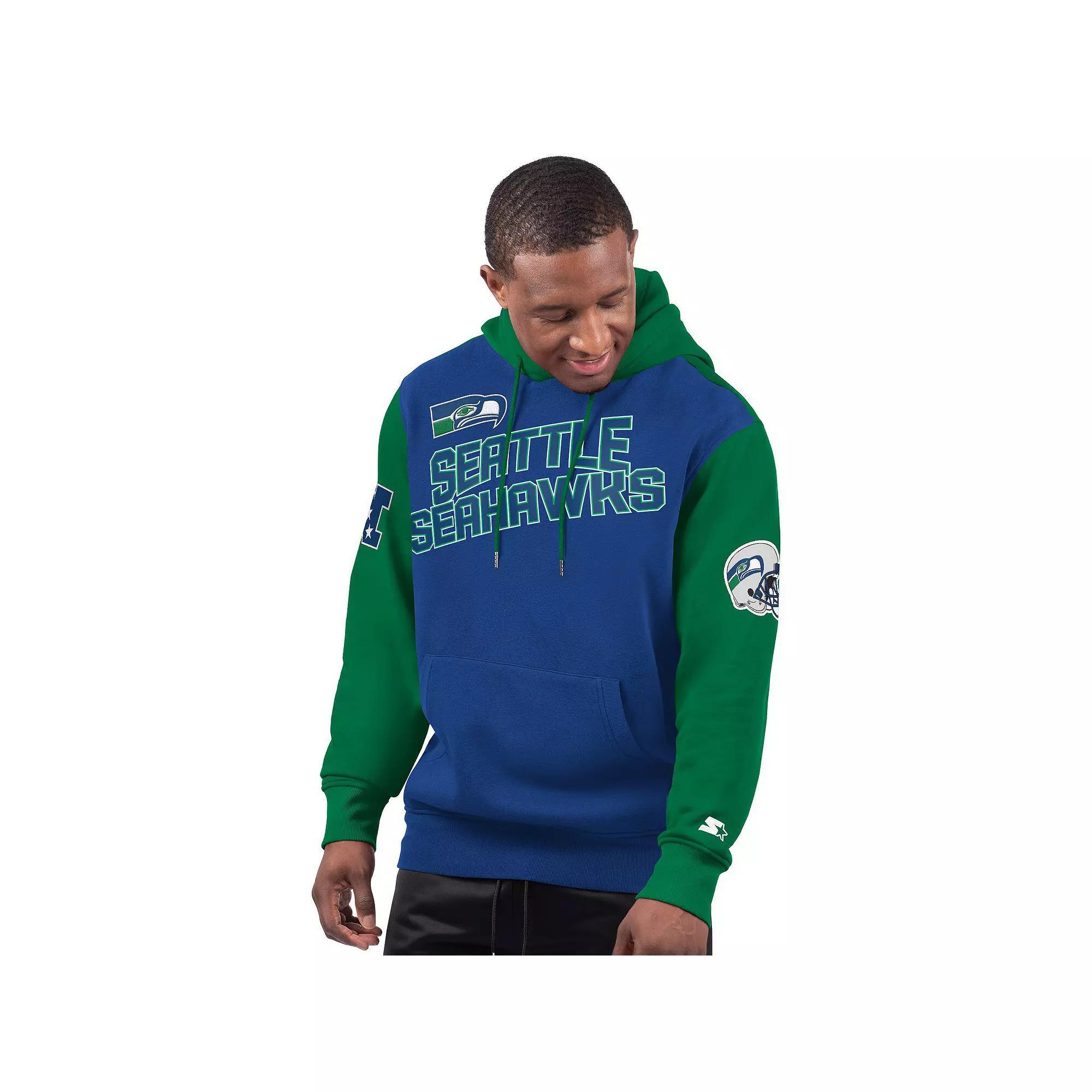Men's Starter Royal Seattle Seahawks Extreme Vintage Logo Pullover Hoodie, Size: 5XL, Blue Product Image