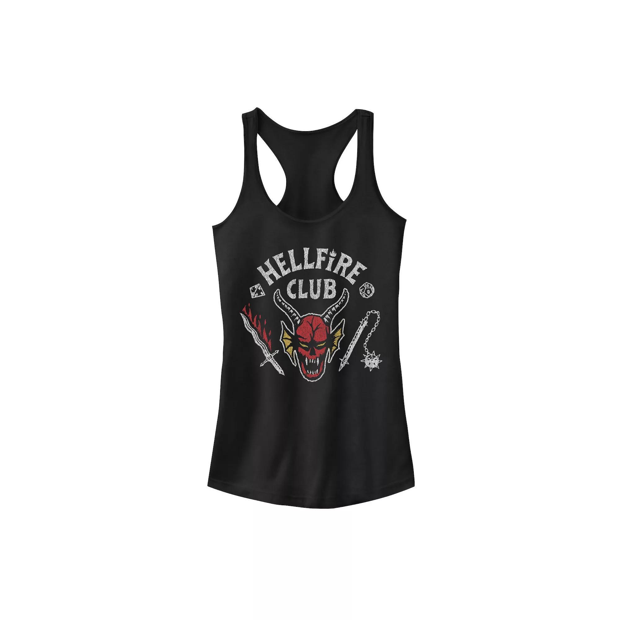 Juniors' Stranger Things Hellfire Club Mace And Dagger Graphic Racerback Tank Top, Girl's, Size: Small, Black Product Image