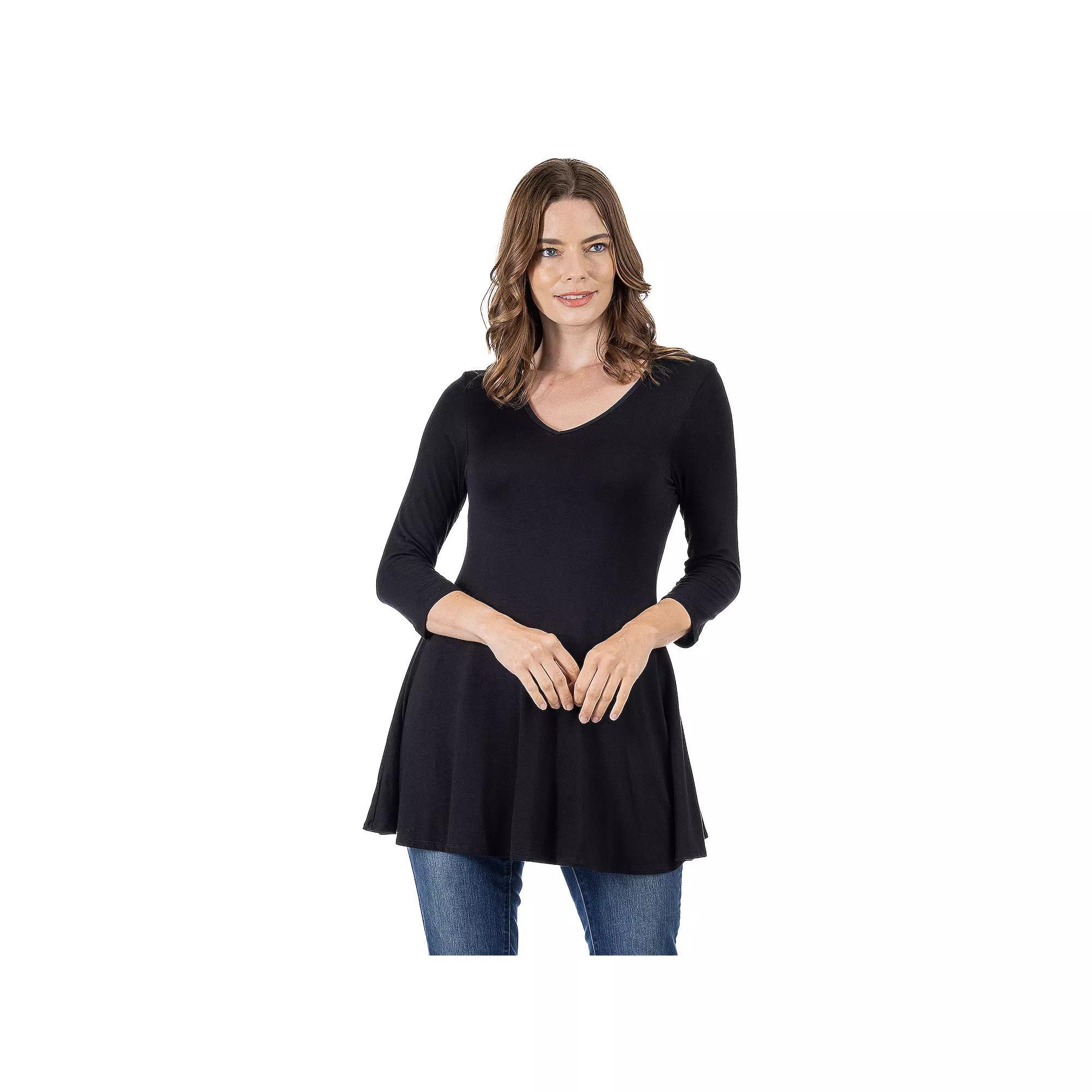 Women's 24Seven Comfort Apparel V Neck Tunic Top, Size: XL, Penny Product Image