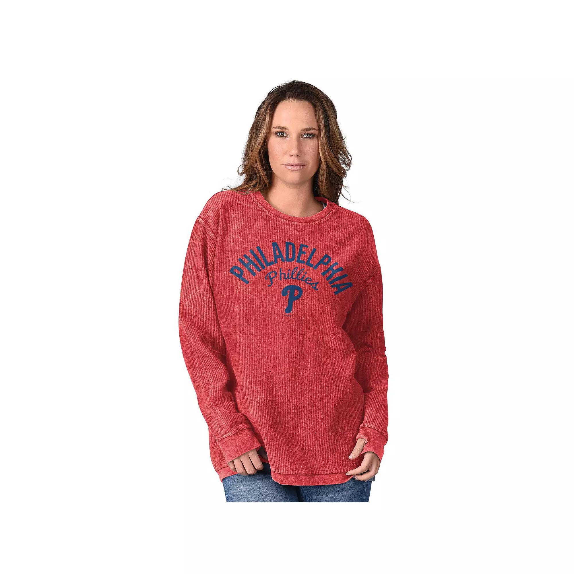 Women's G-III 4Her by Carl Banks Red Philadelphia Phillies Comfy Cord Pullover Sweatshirt, Size: Medium Product Image