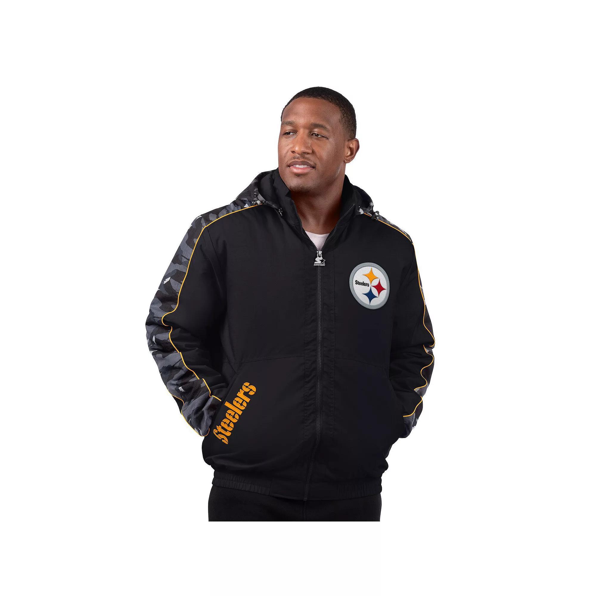 Men's Starter  Black Pittsburgh Steelers Thursday Night Gridiron Full-Zip Jacket, Size: Medium Product Image