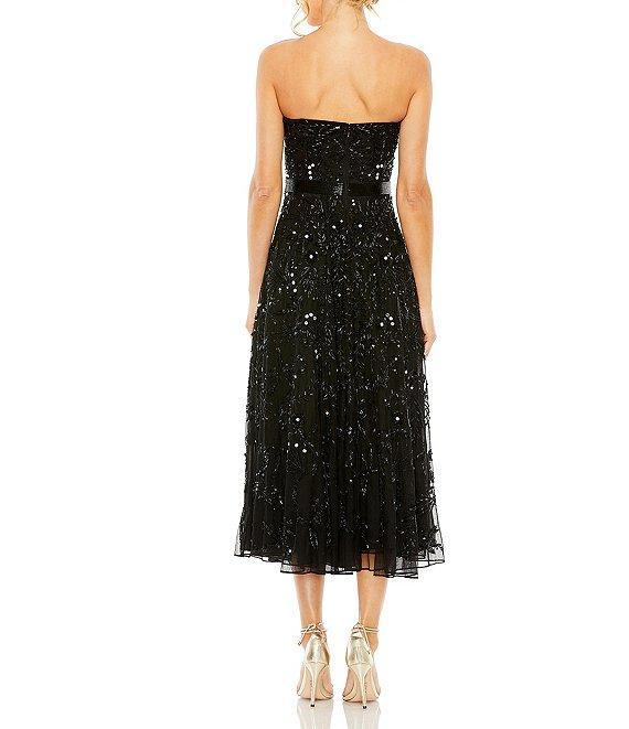Mac Duggal Strapless Embellished Mesh Tea Length Gown Product Image