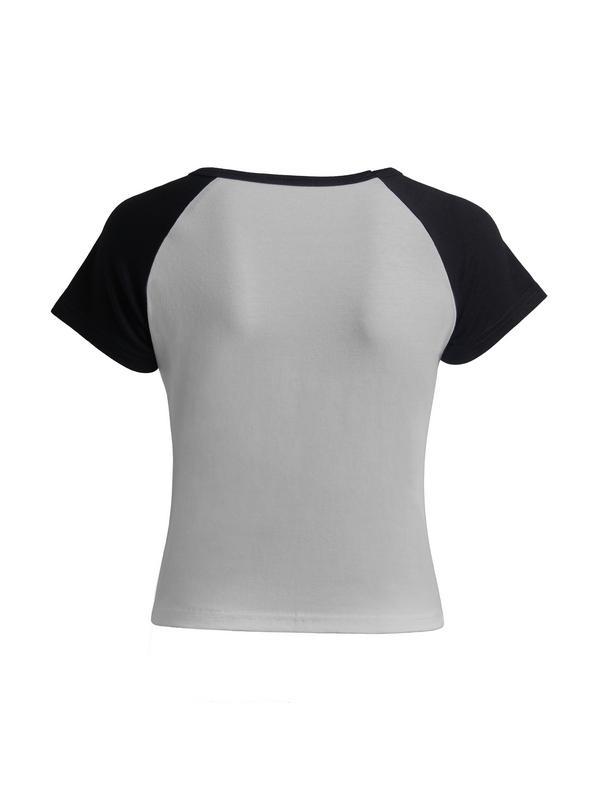 Contrast Raglan Slim Short Sleeve Tee Product Image