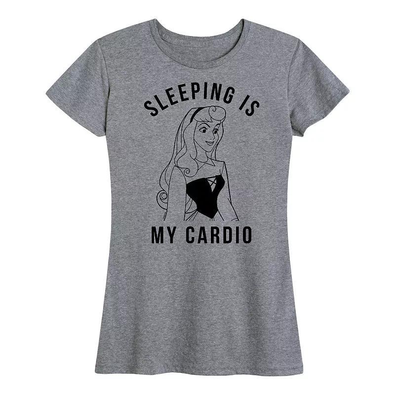 Disney Princess Aurora Women's Sleeping Is My Cardio Graphic Tee, Girl's, Size: XXL, Grey Royal Blue Product Image