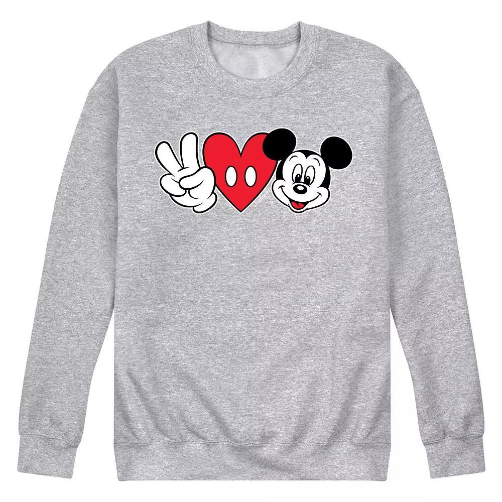 Disney's Mickey Mouse Men's Peace Love Mickey Fleece Sweatshirt,  Product Image