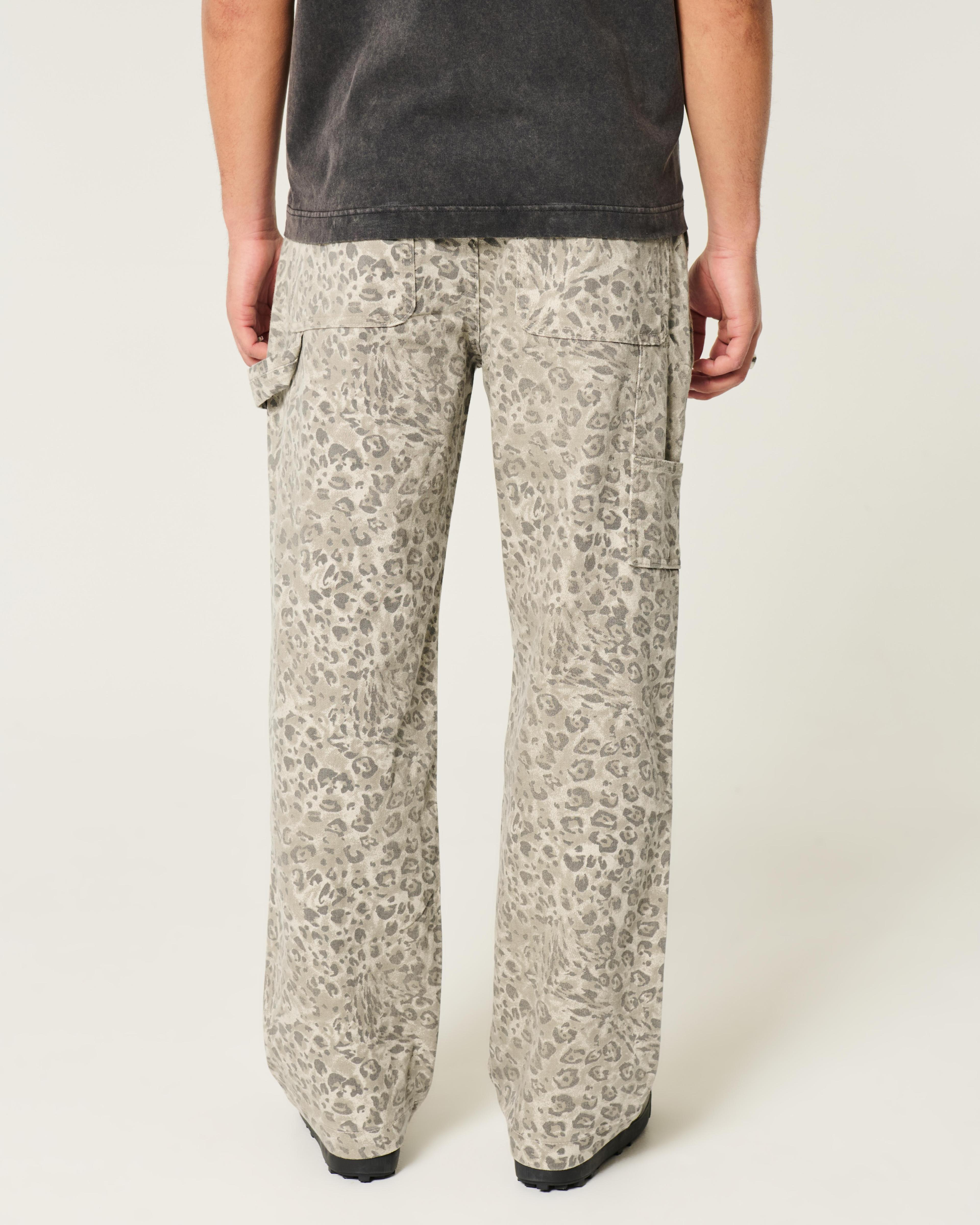 Leopard Print Baggy Painter Jeans Product Image