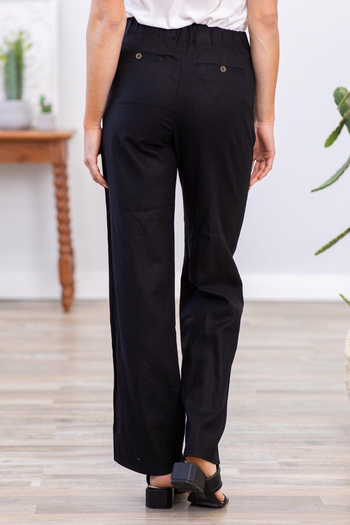 Black Wide Leg Trouser Pants Product Image