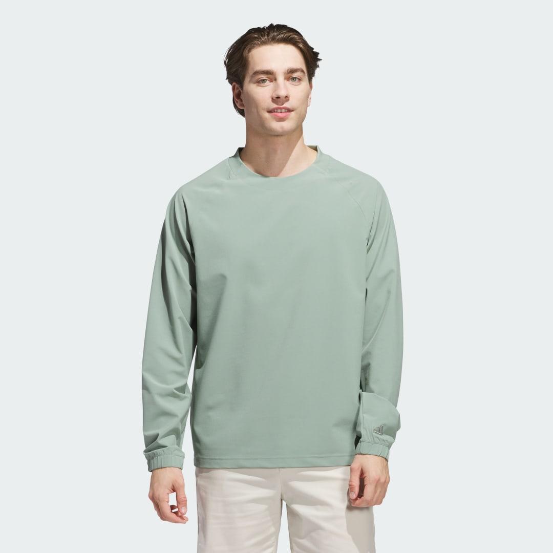 adidas Go-To Wind Crewneck Pullover Silver Green M Mens Product Image