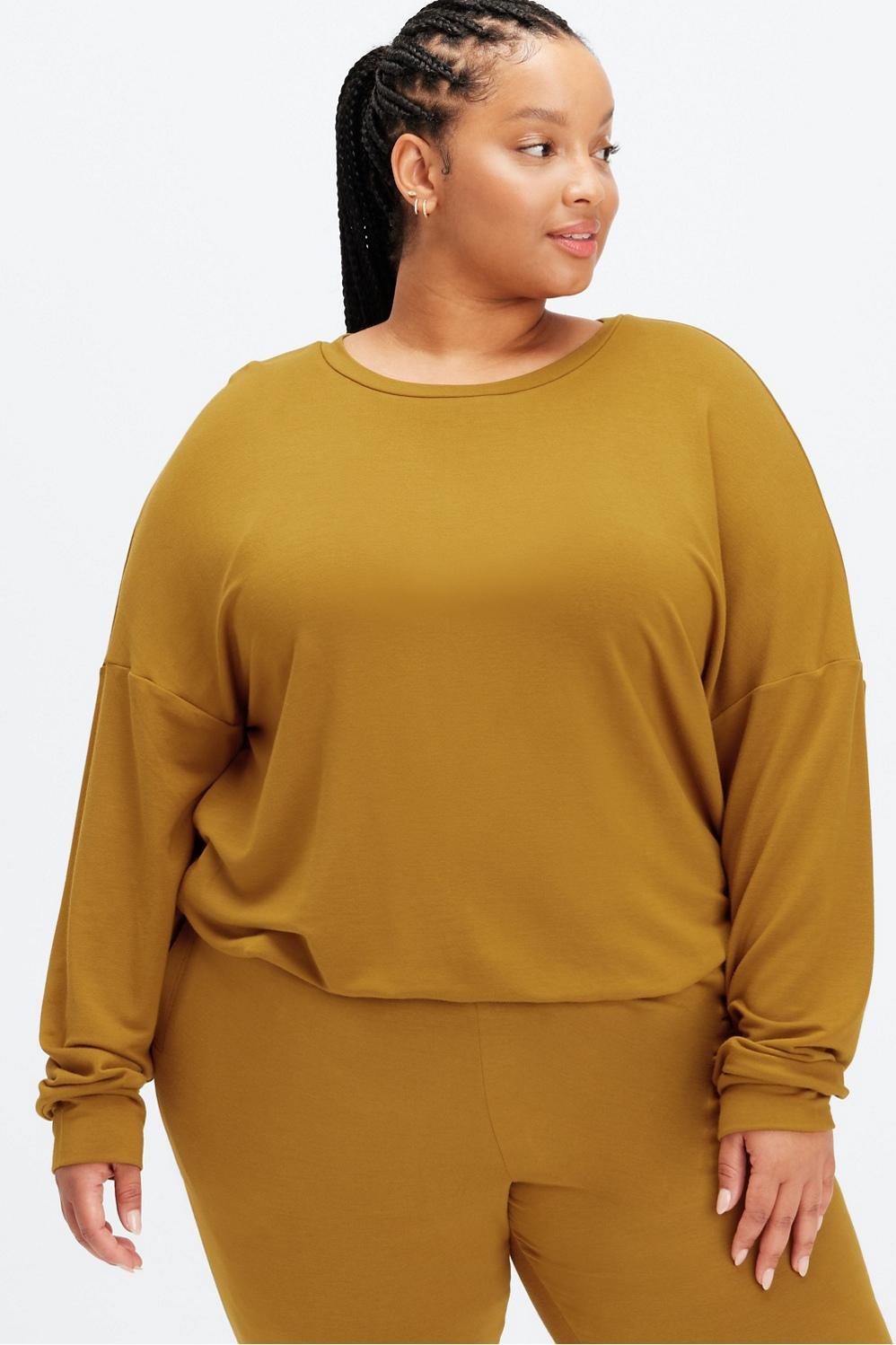 Fabletics Luxe Cinched Pullover Womens yellow Size M Product Image