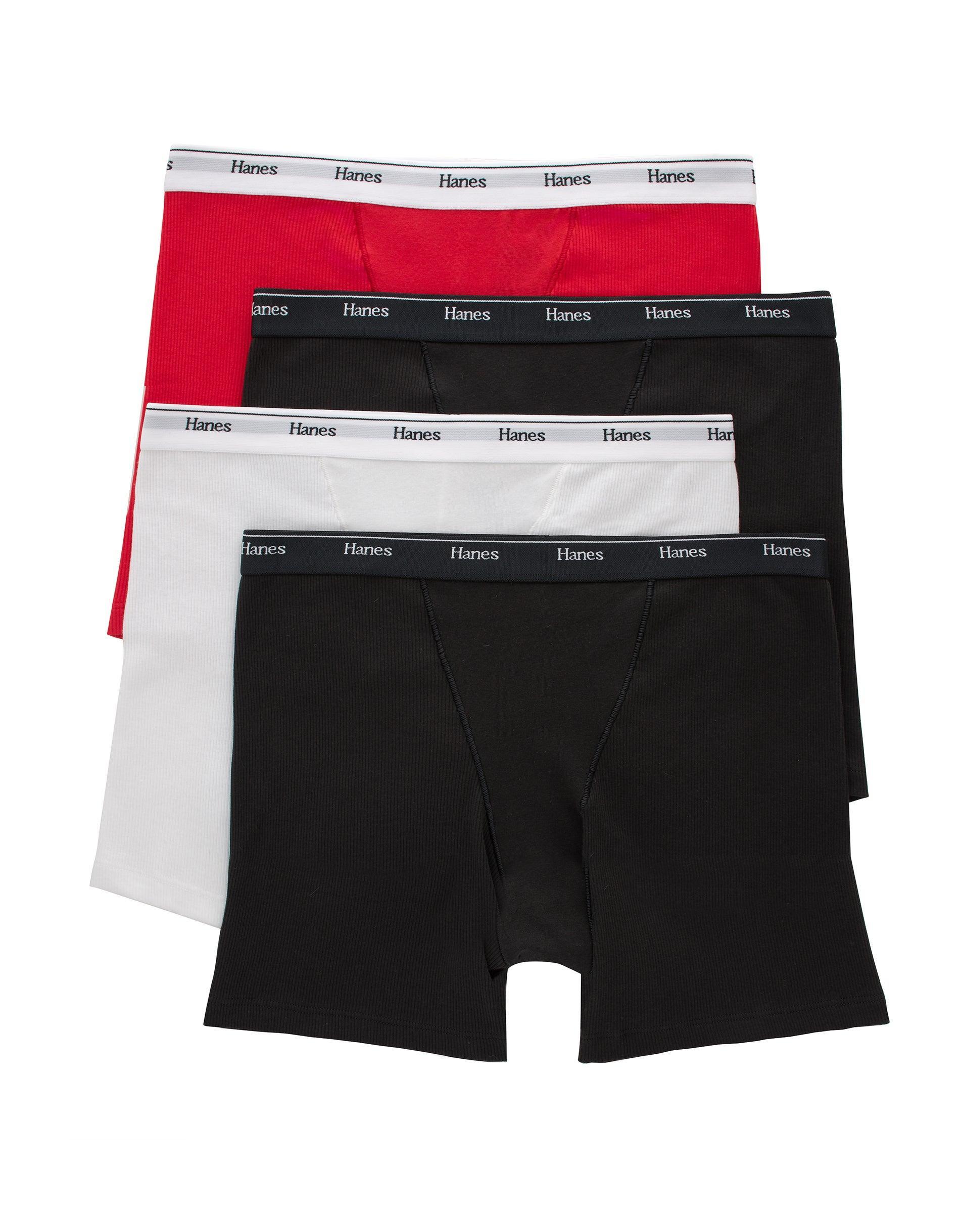 Hanes Originals Womens Mid-Thigh Boxer Brief Underwear, Breathable Cotton Stretch, 4-Pack Assorted M Product Image