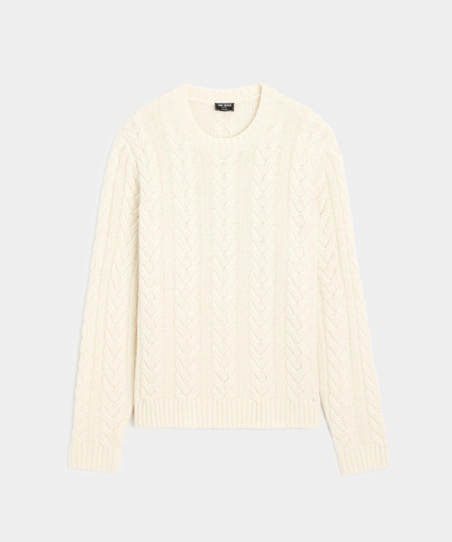 Wool Cable Crewneck Sweater in Bisque Product Image