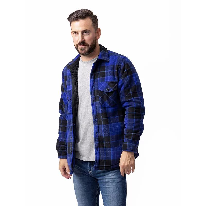 Mens Heat Holders Heatweaver Lined Fleece Shirt Jacket Blue Black Product Image