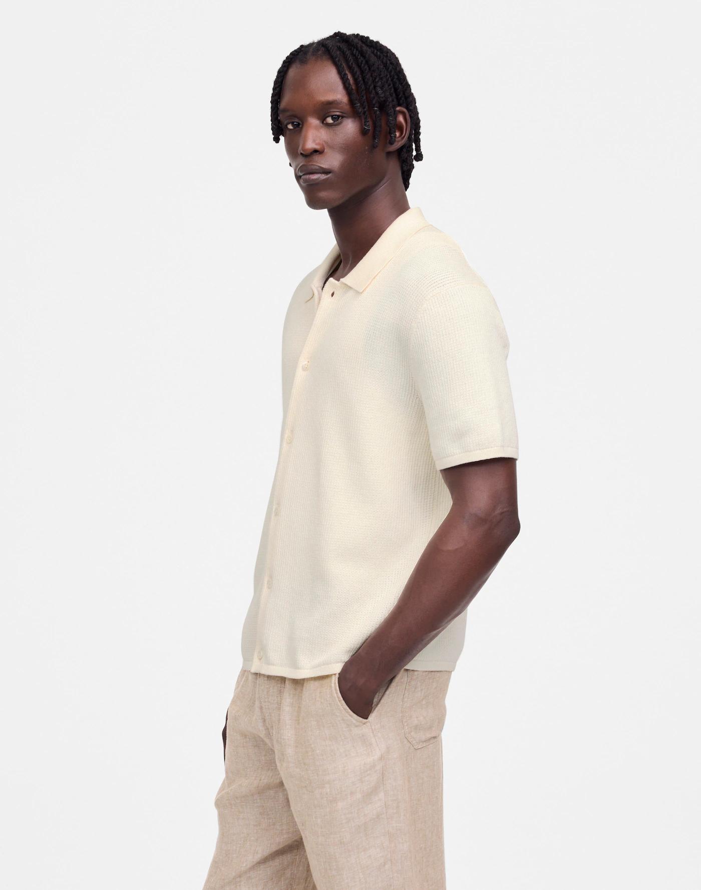 Tuck-Stitch Button-Up Sweater Polo Product Image