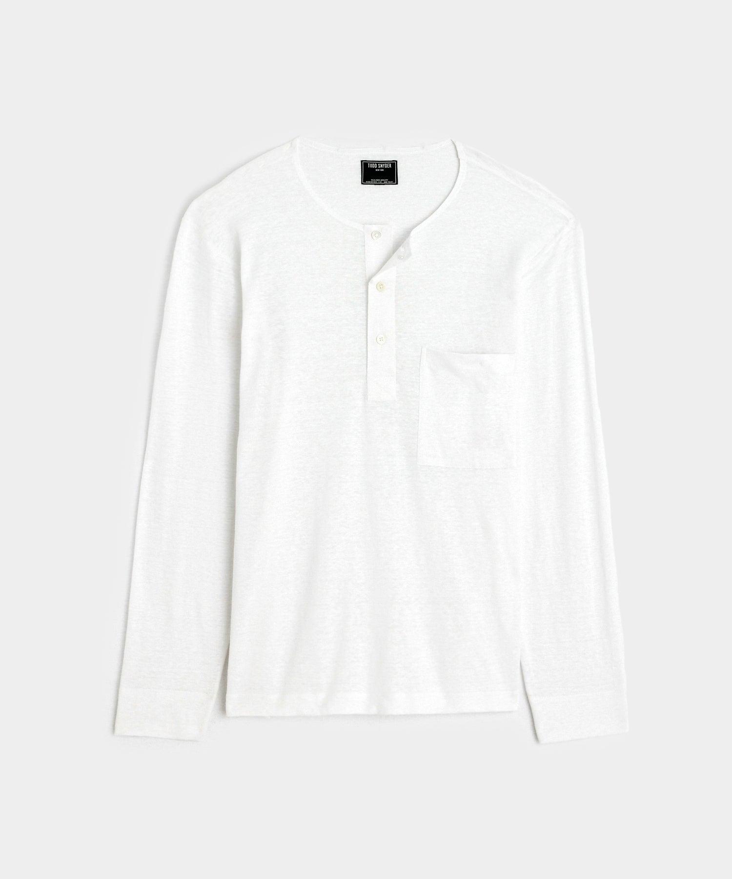 Linen Jersey Henley in White Product Image